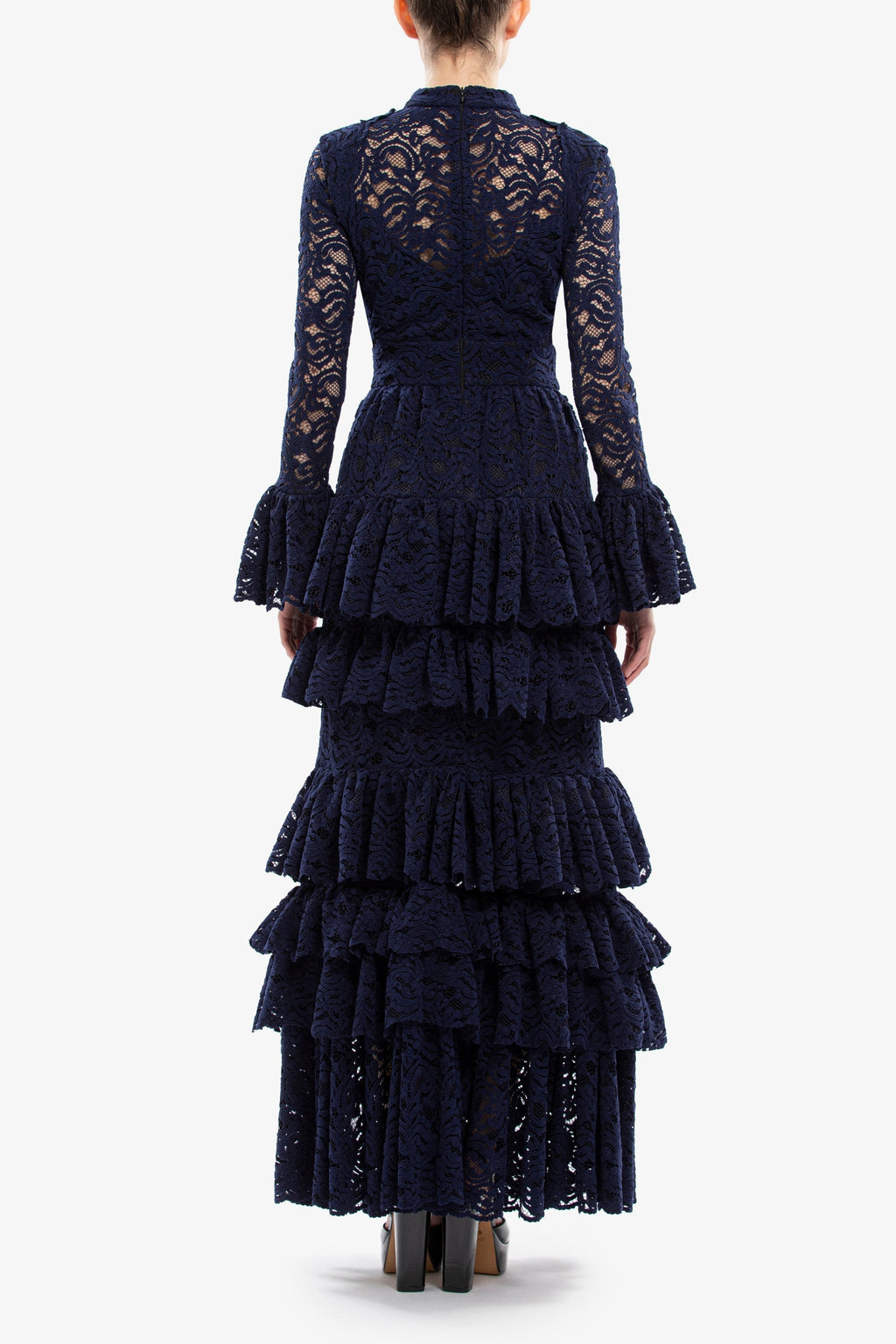 Ruffled lace long dress