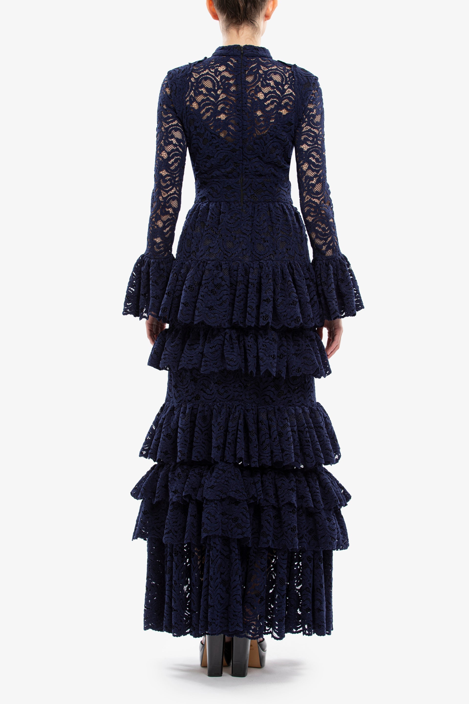 Ruffled lace long dress