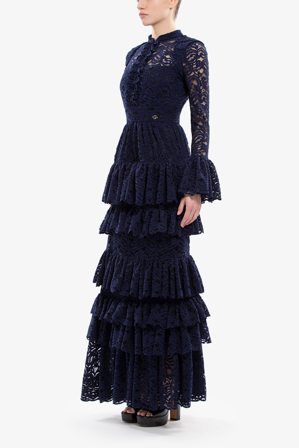 Ruffled lace long dress