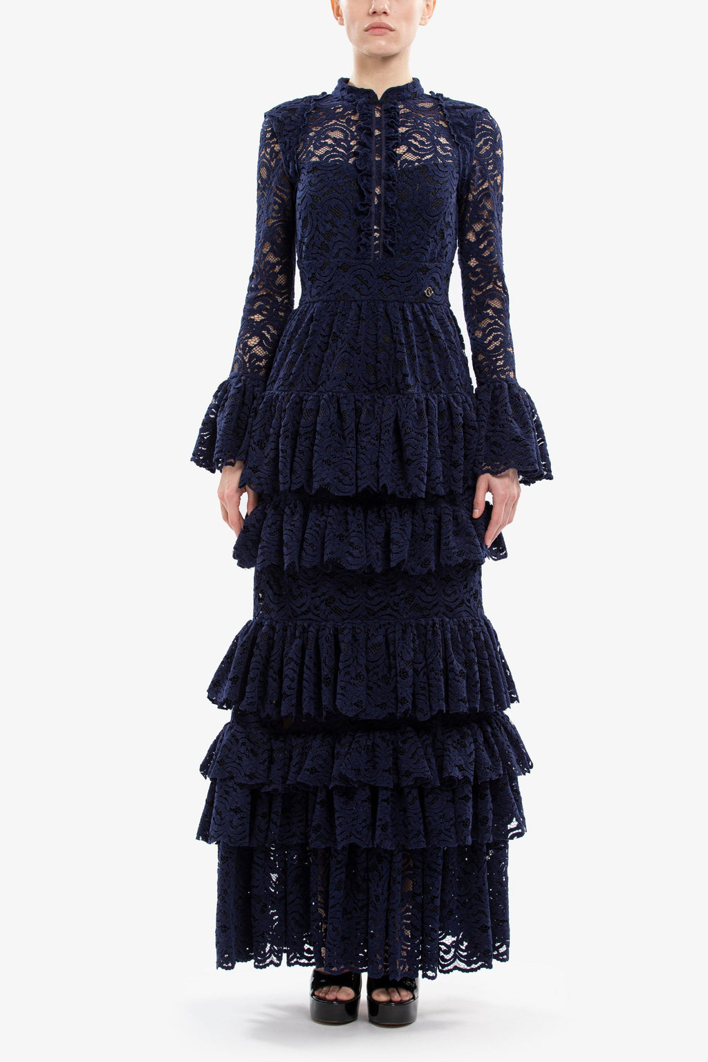 Ruffled lace long dress