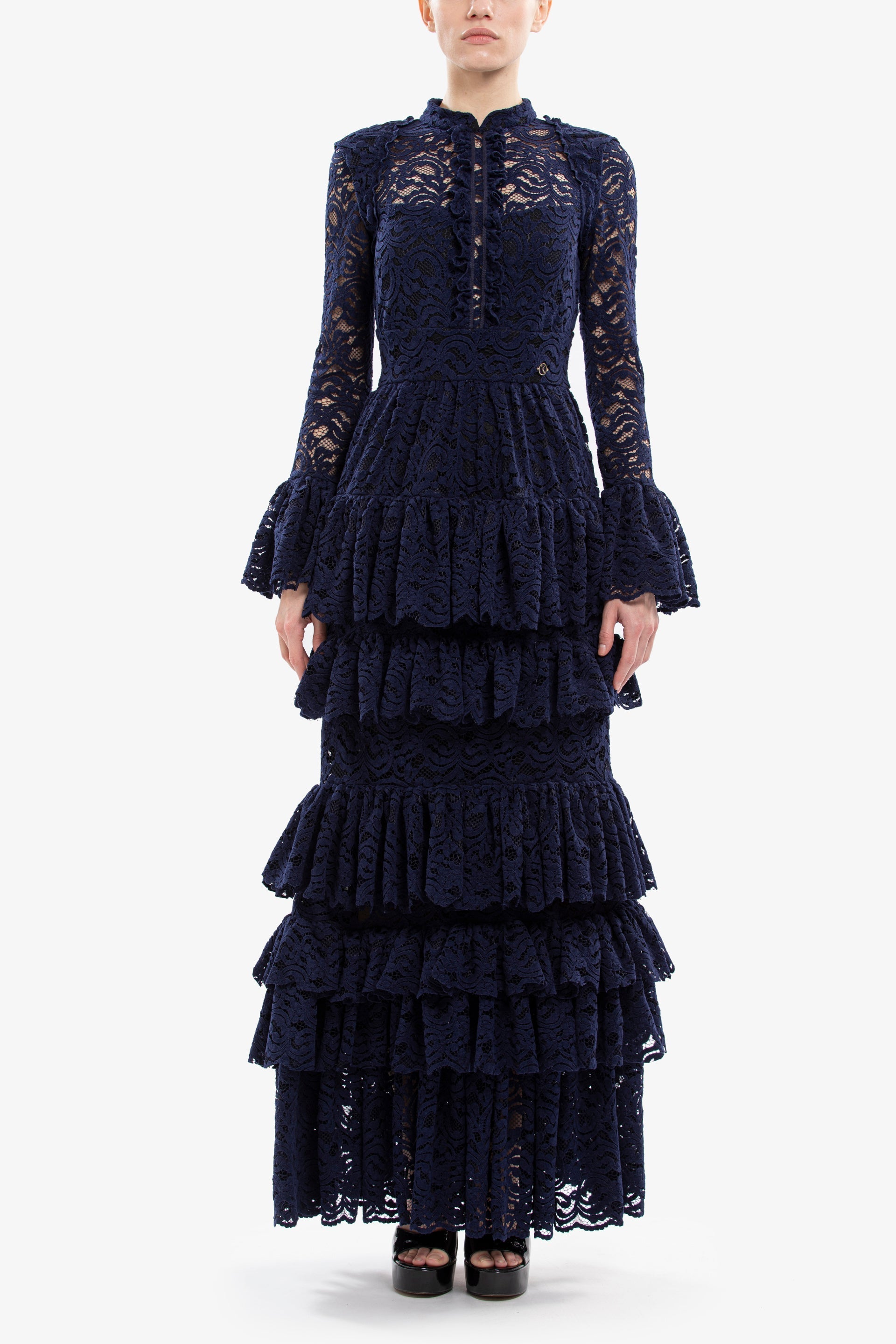 Ruffled lace long dress