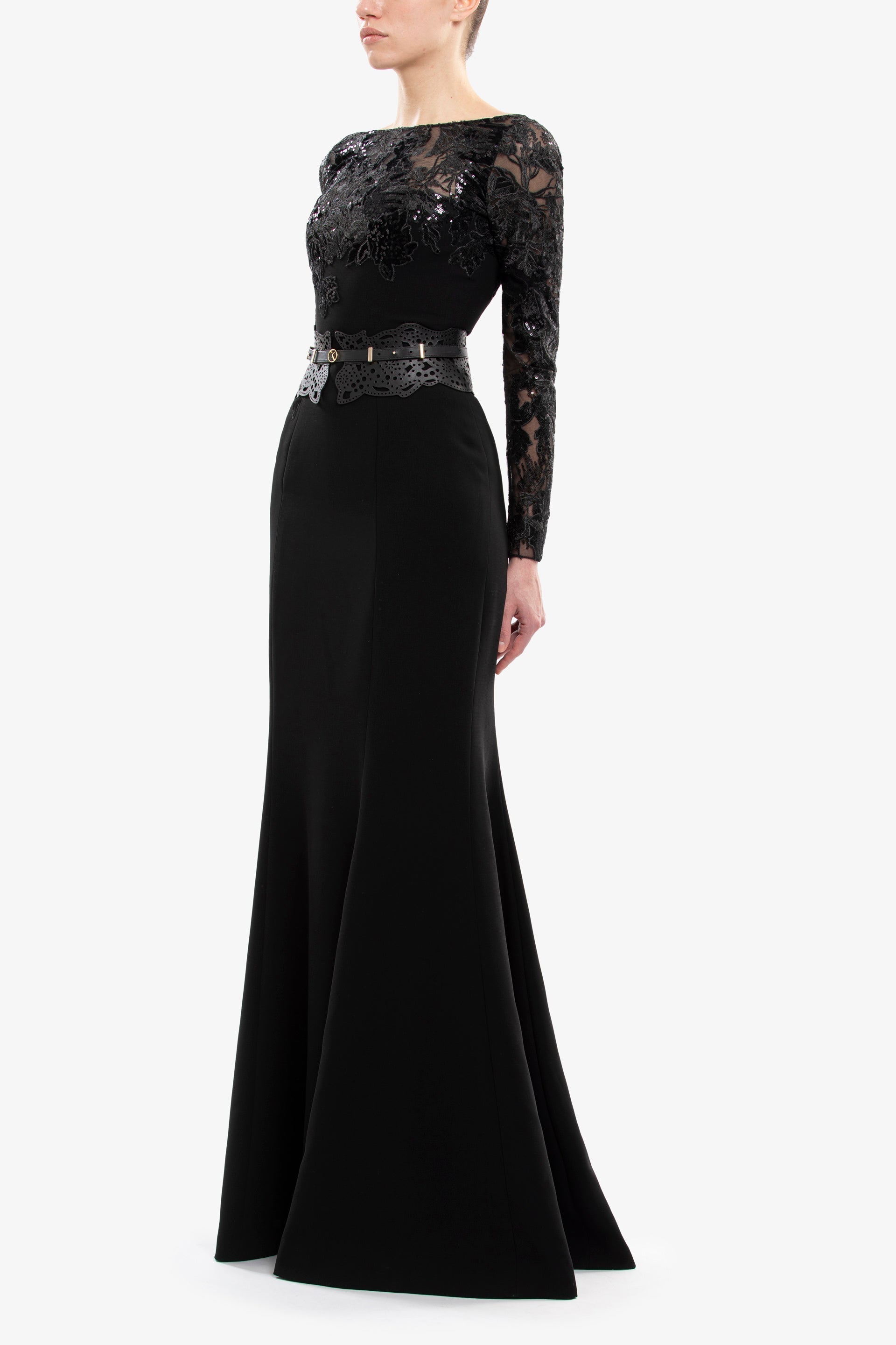 Embroidered Crepe Dress