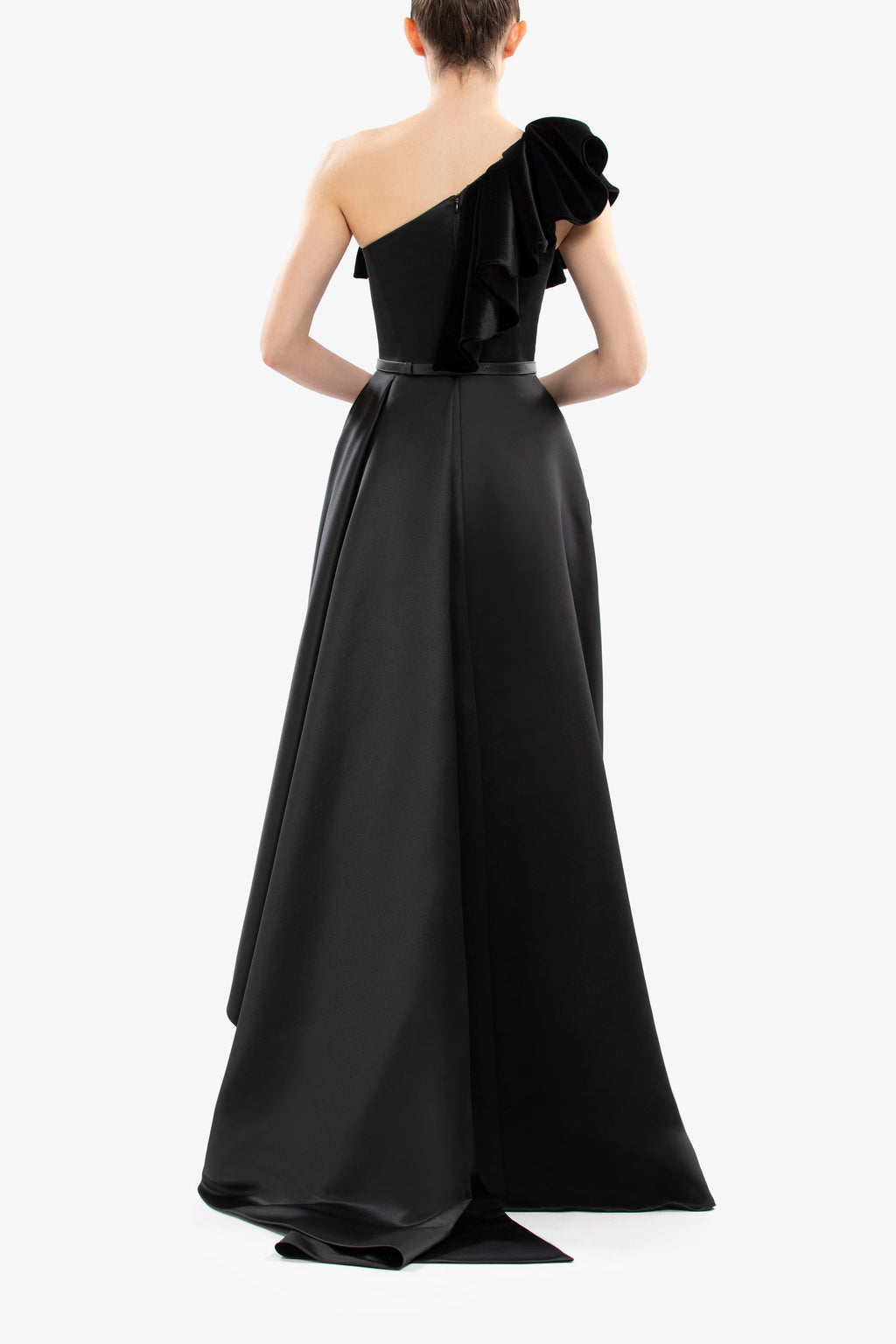 One-Shoulder Velvet and Satin Dress