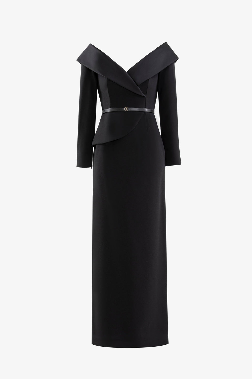 Off-shoulder crepe midi dress