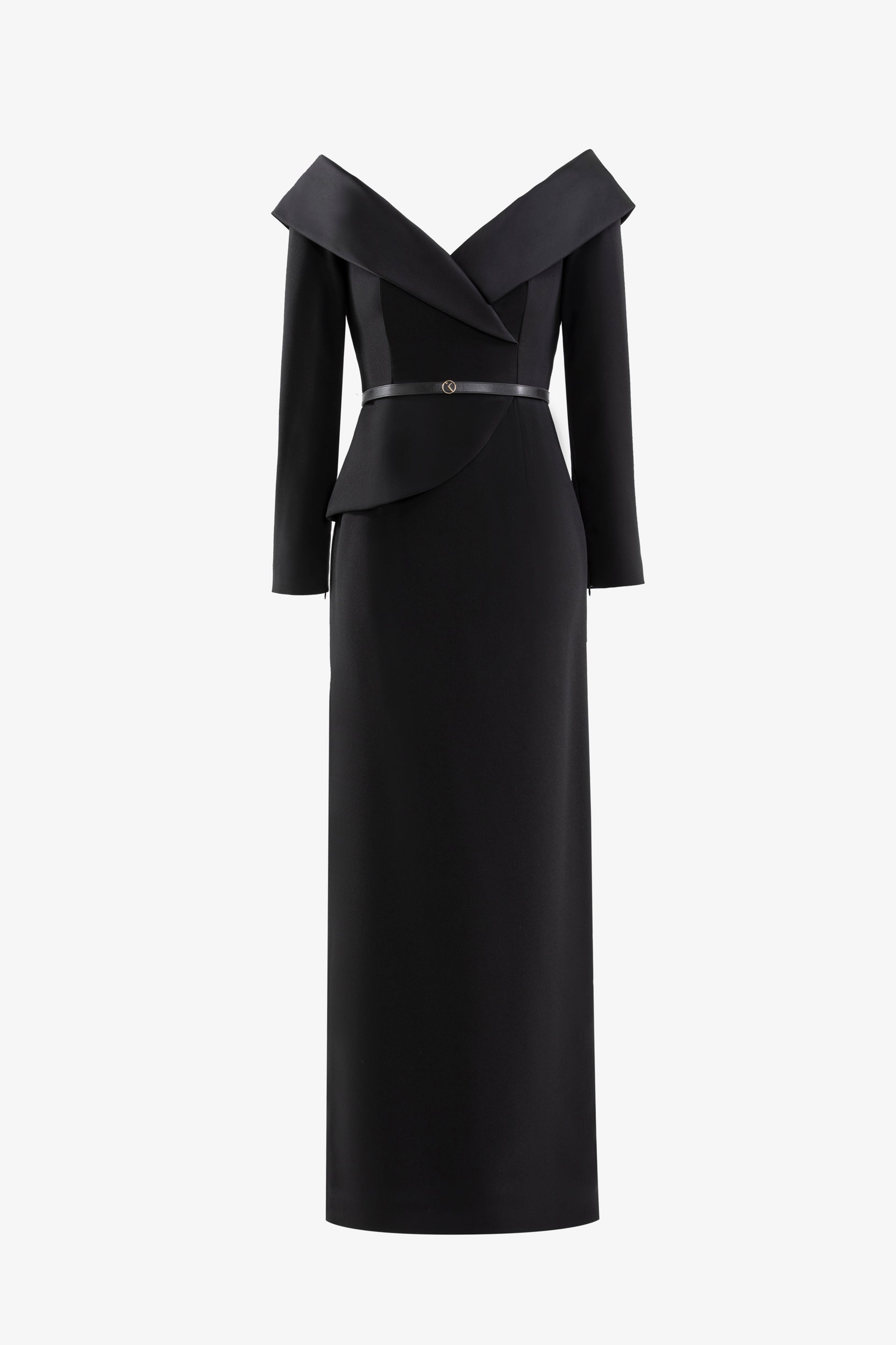 Off-shoulder crepe midi dress