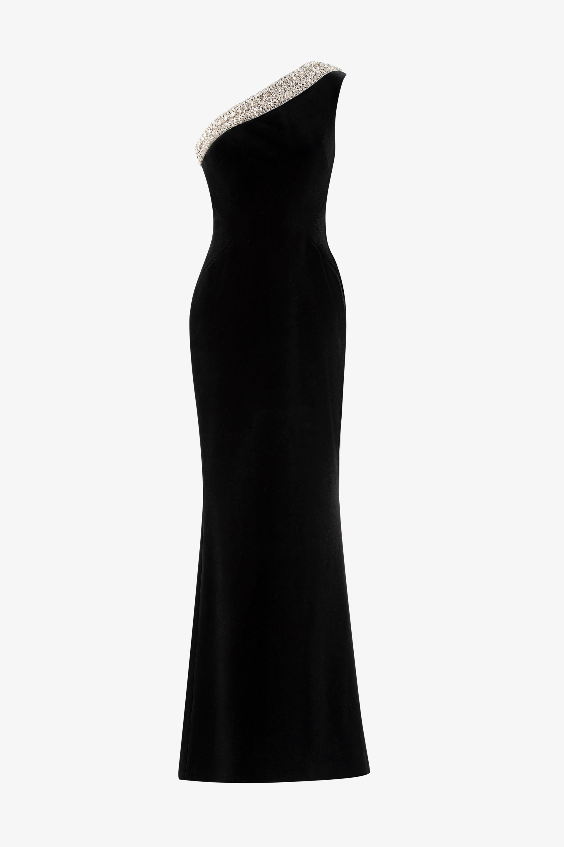 Crystal Embellished One-Shoulder Dress
