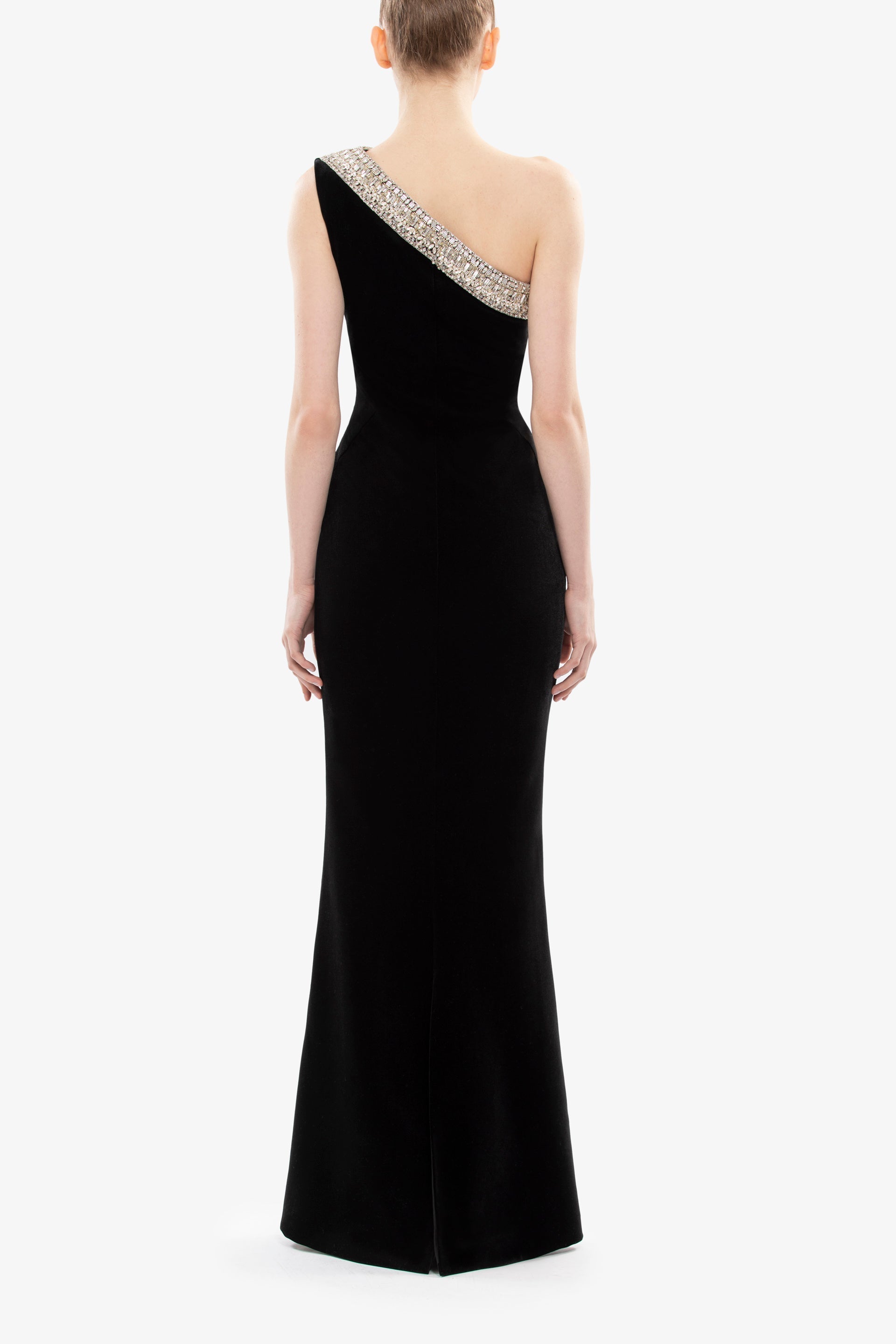Crystal Embellished One-Shoulder Dress