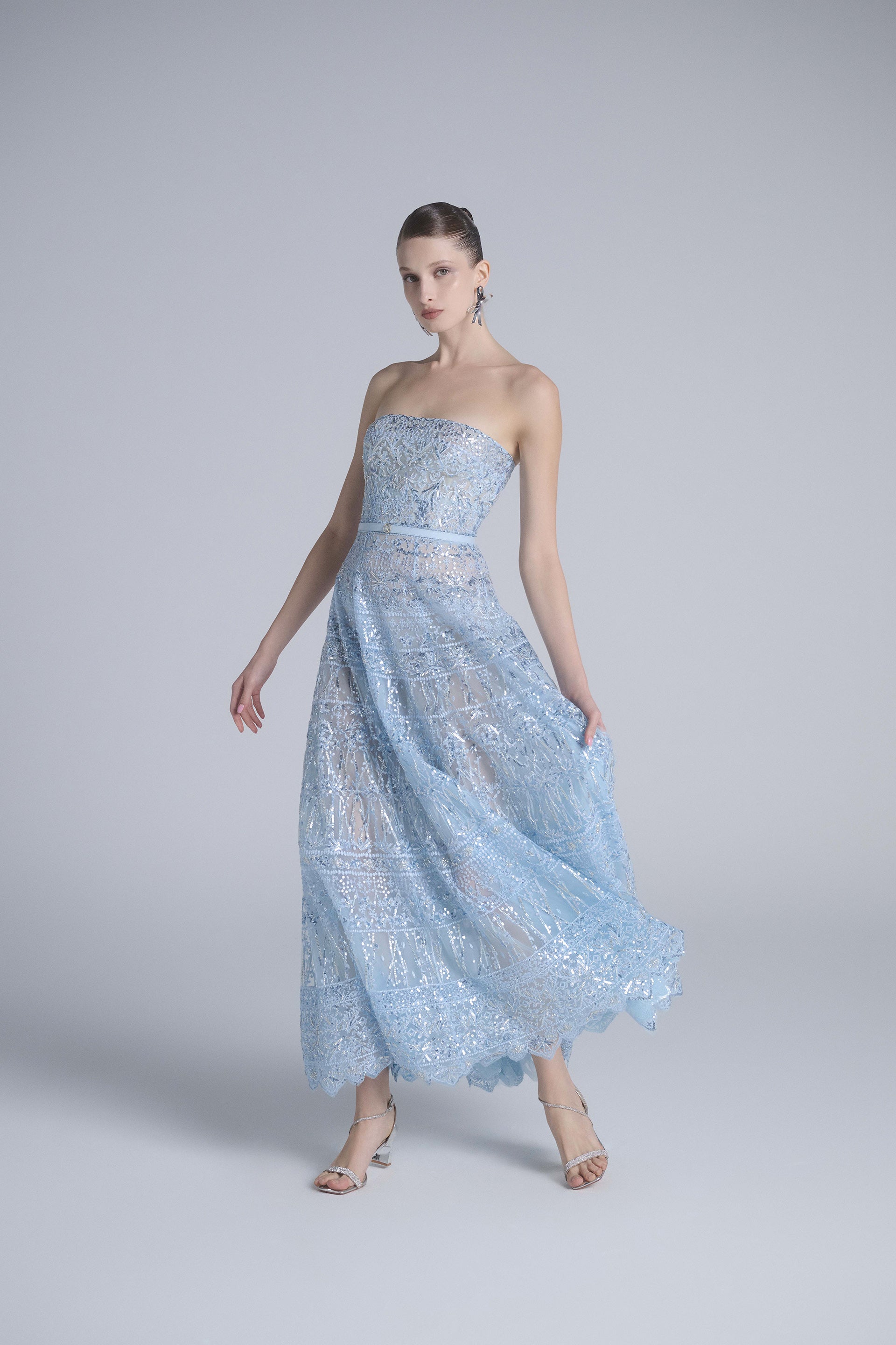 Strapless Beaded Tulle Dress
