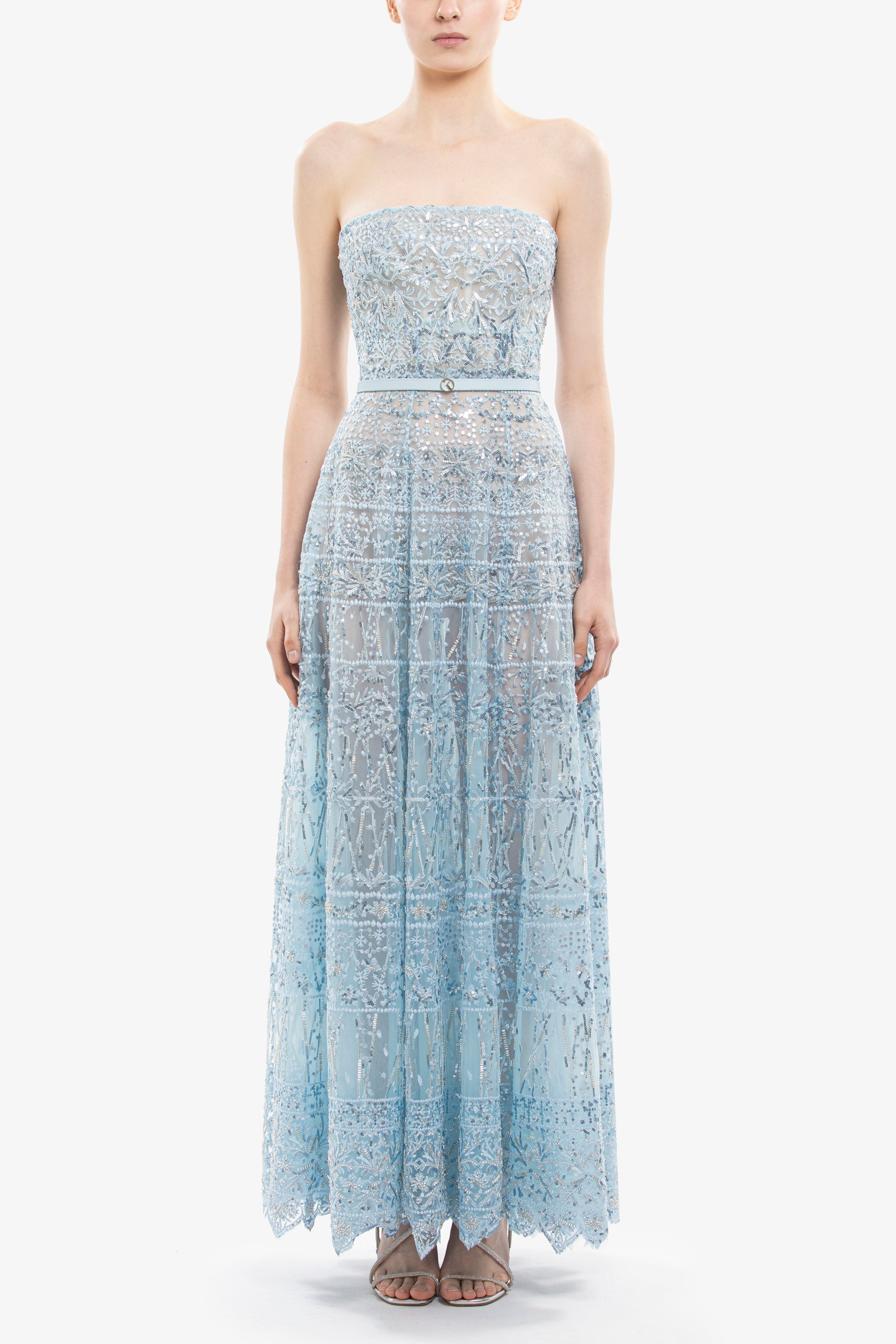 Strapless Beaded Tulle Dress