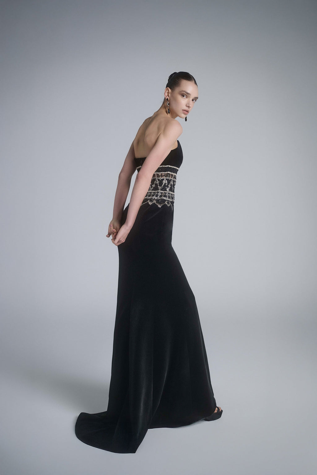 Strapless Dress with Embroidered Detailing