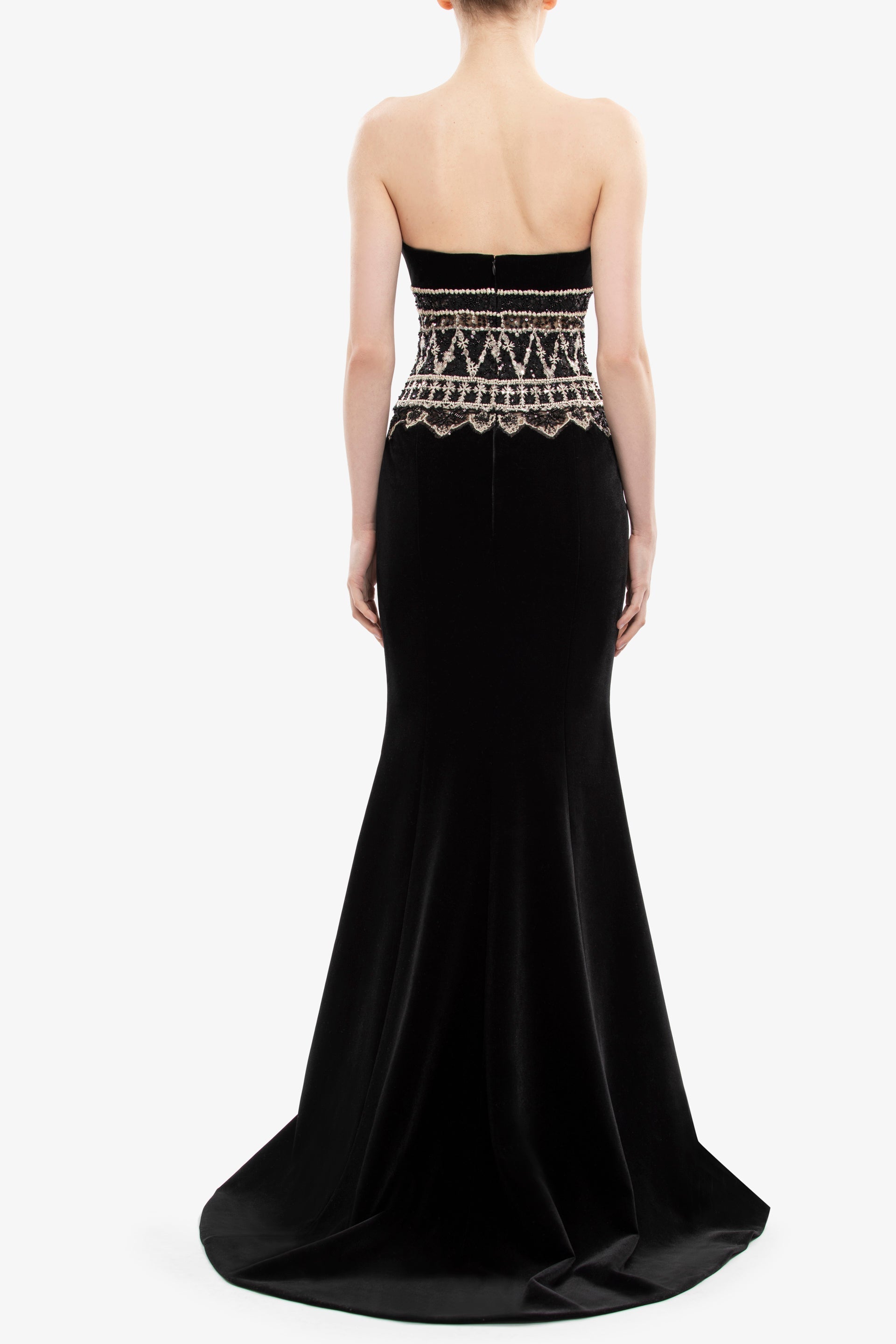 Strapless Dress with Embroidered Detailing