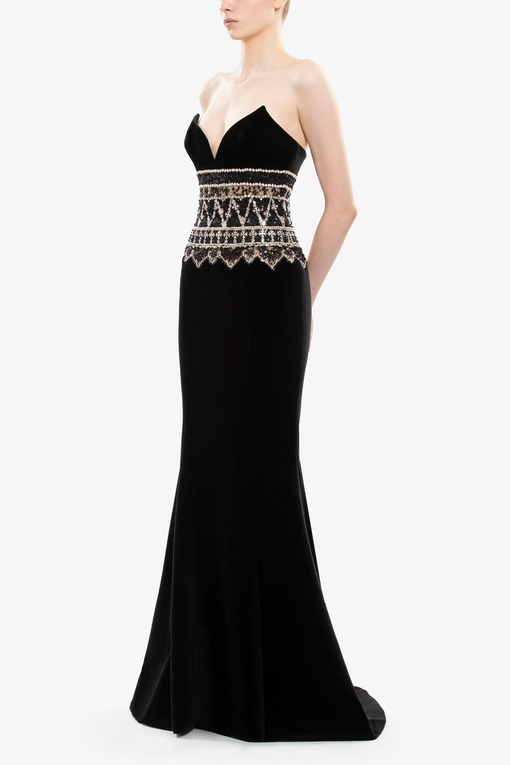 Strapless Dress with Embroidered Detailing