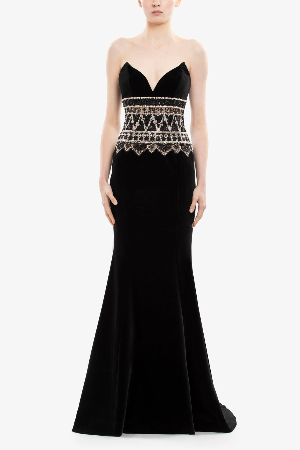 Strapless Dress with Embroidered Detailing