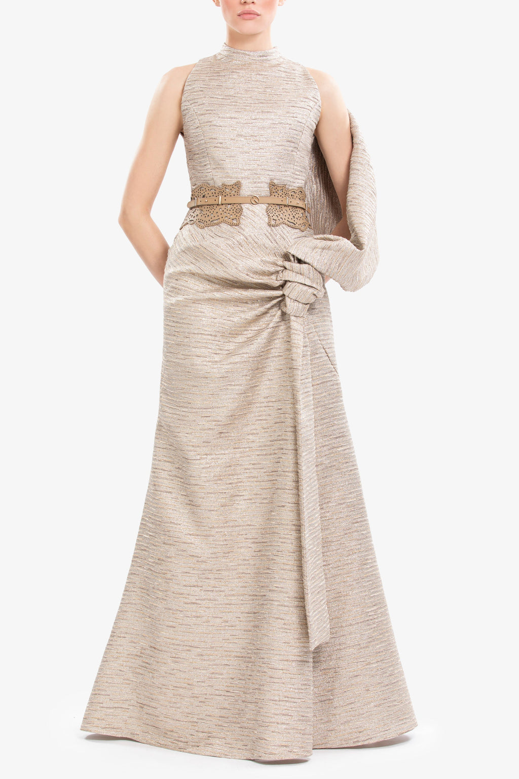 Light gold brocade dress