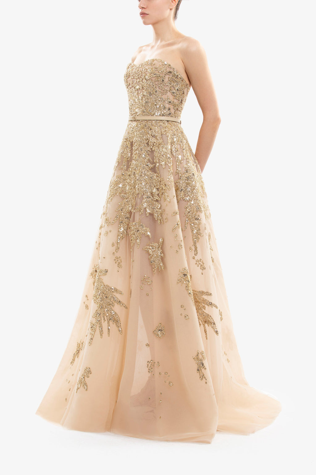 Embroidered strapless dress
