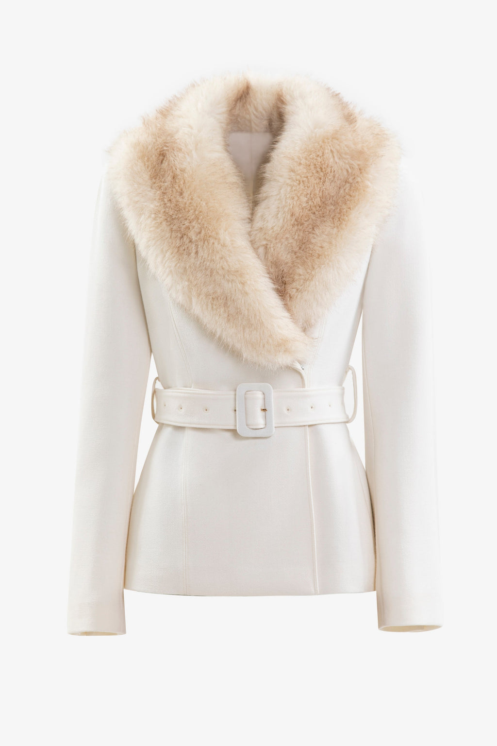 Fur-lapel tailored jacket