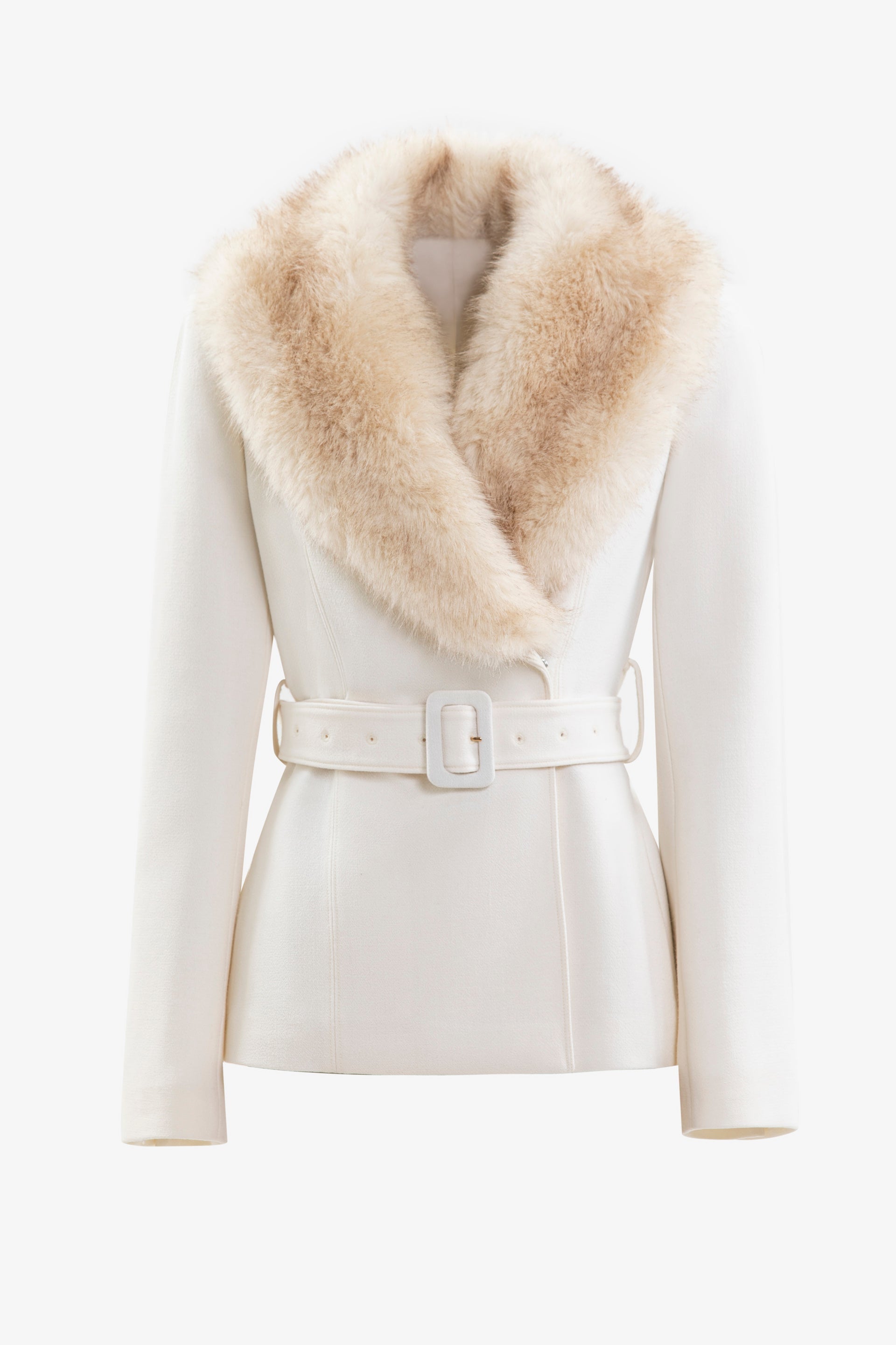 Fur-lapel tailored jacket