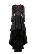 HIGH-LOW BROCADE BEADED DRESS