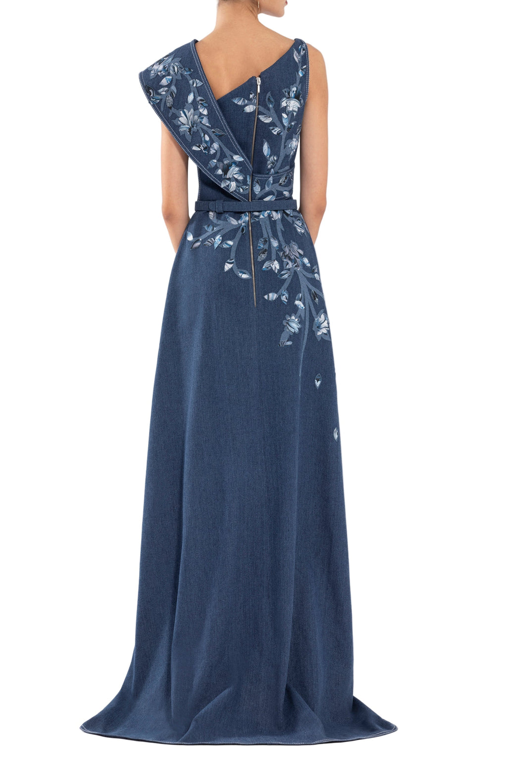 DENIM DRESS WITH PRINTED EMBROIDERY