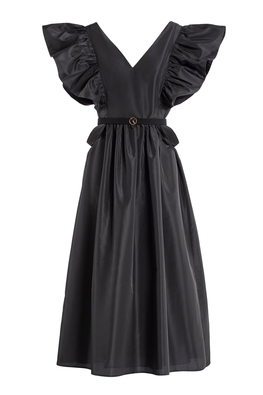 TAFFETA DRESS WITH GATHERED SLEEVES