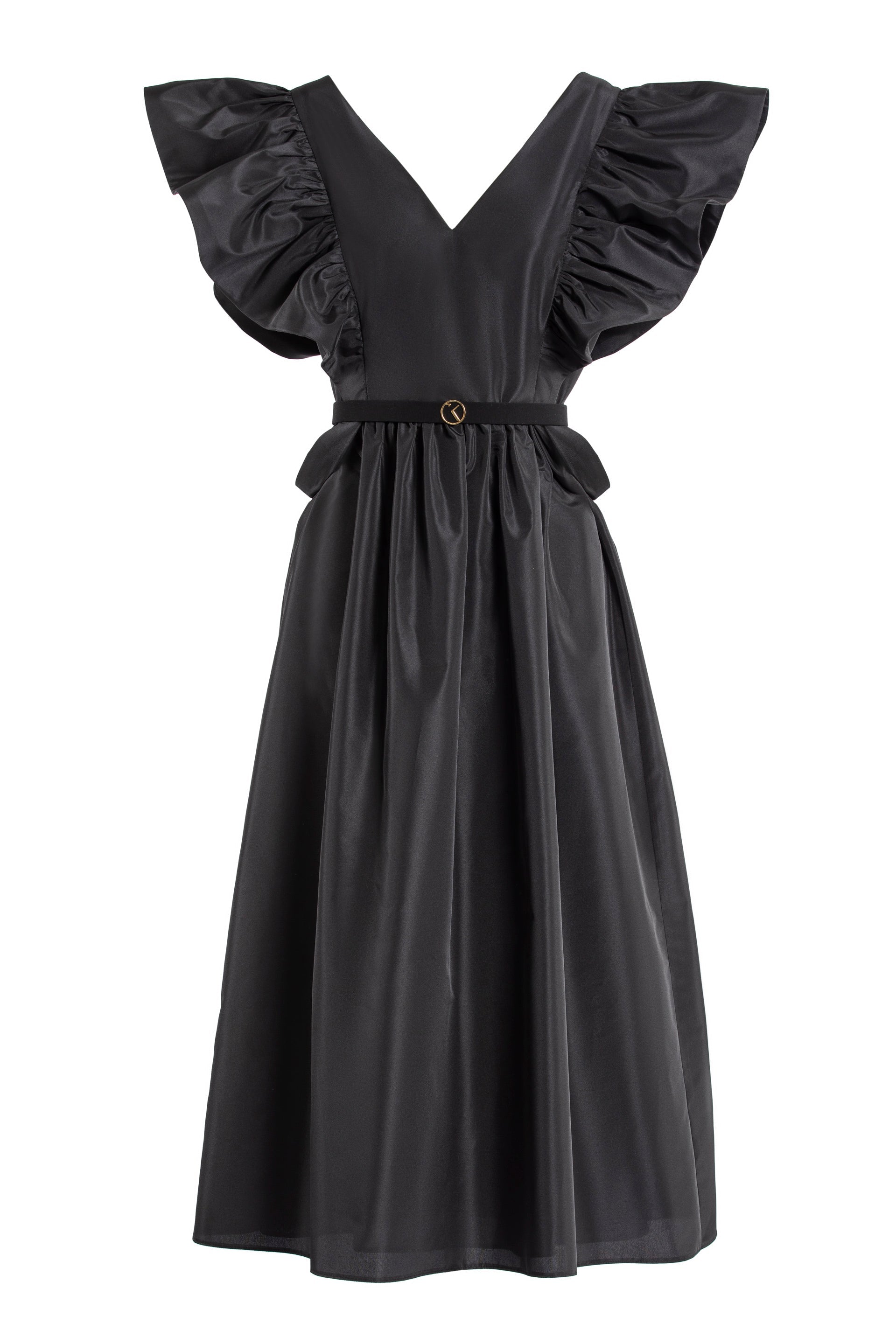 TAFFETA DRESS WITH GATHERED SLEEVES