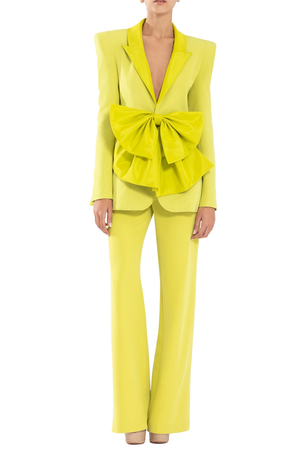 CREPE TAILORED JACKET WITH TAFFETA COLLAR AND BOW