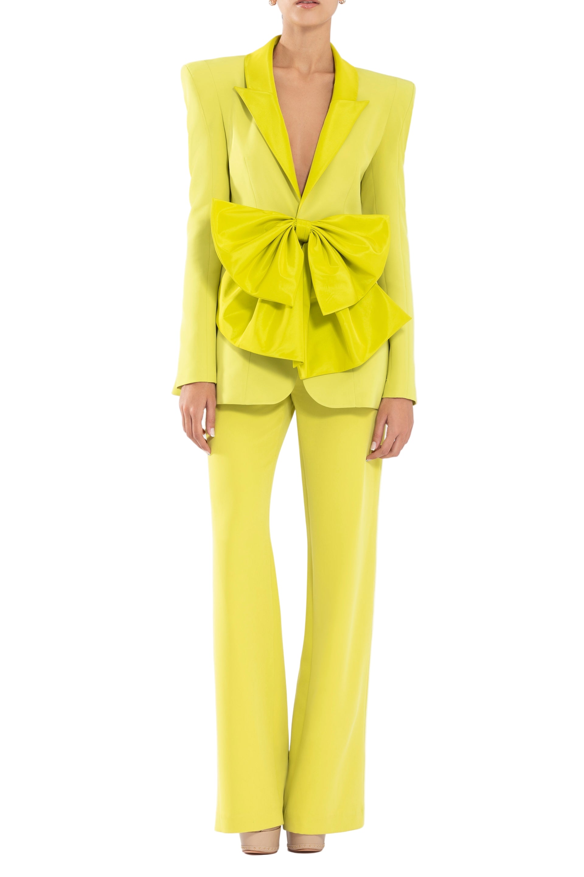 CREPE TAILORED JACKET WITH TAFFETA COLLAR AND BOW