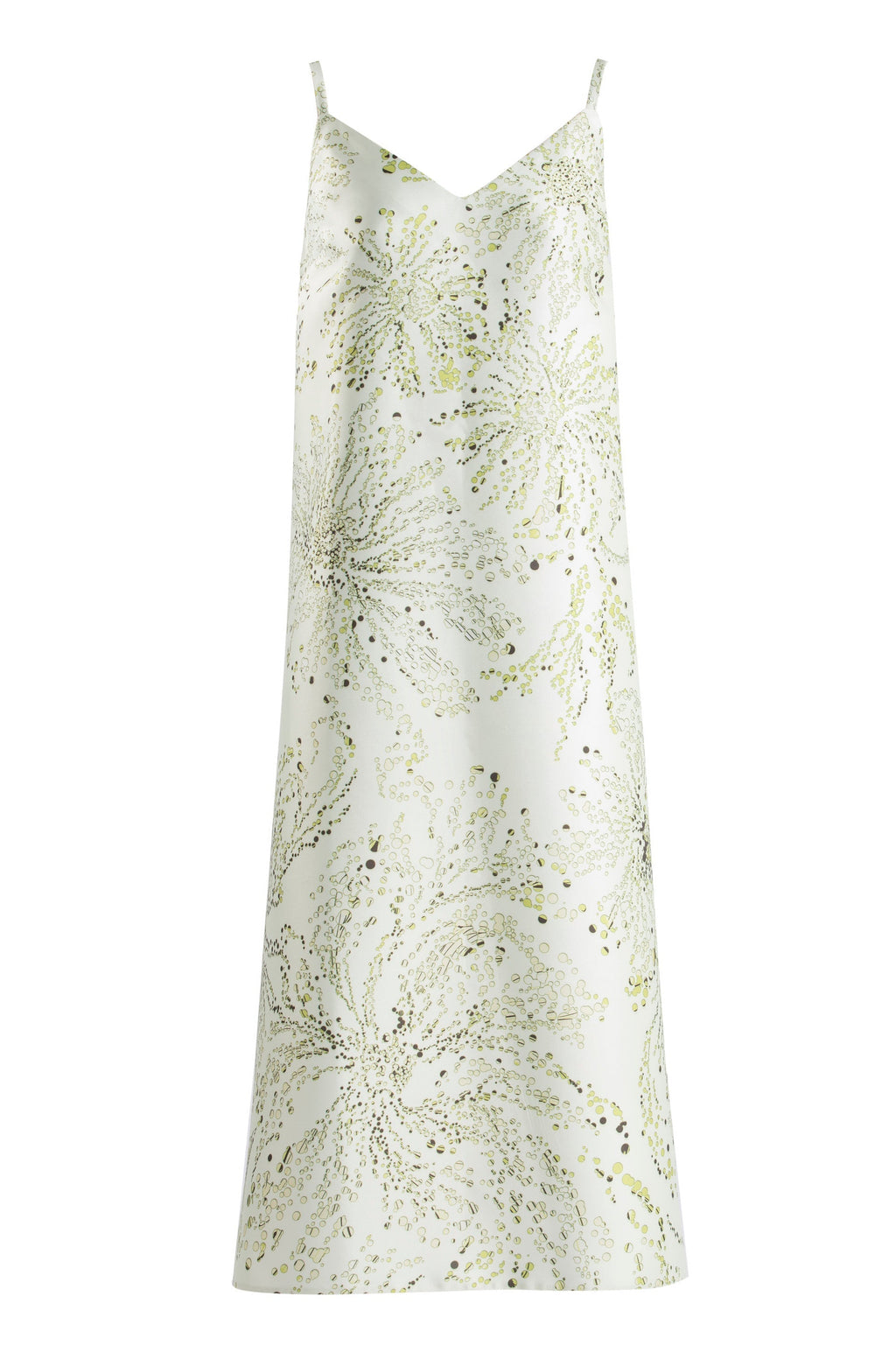 MIKADO A-LINE DRESS WITH DOTTED FLORAL PRINT