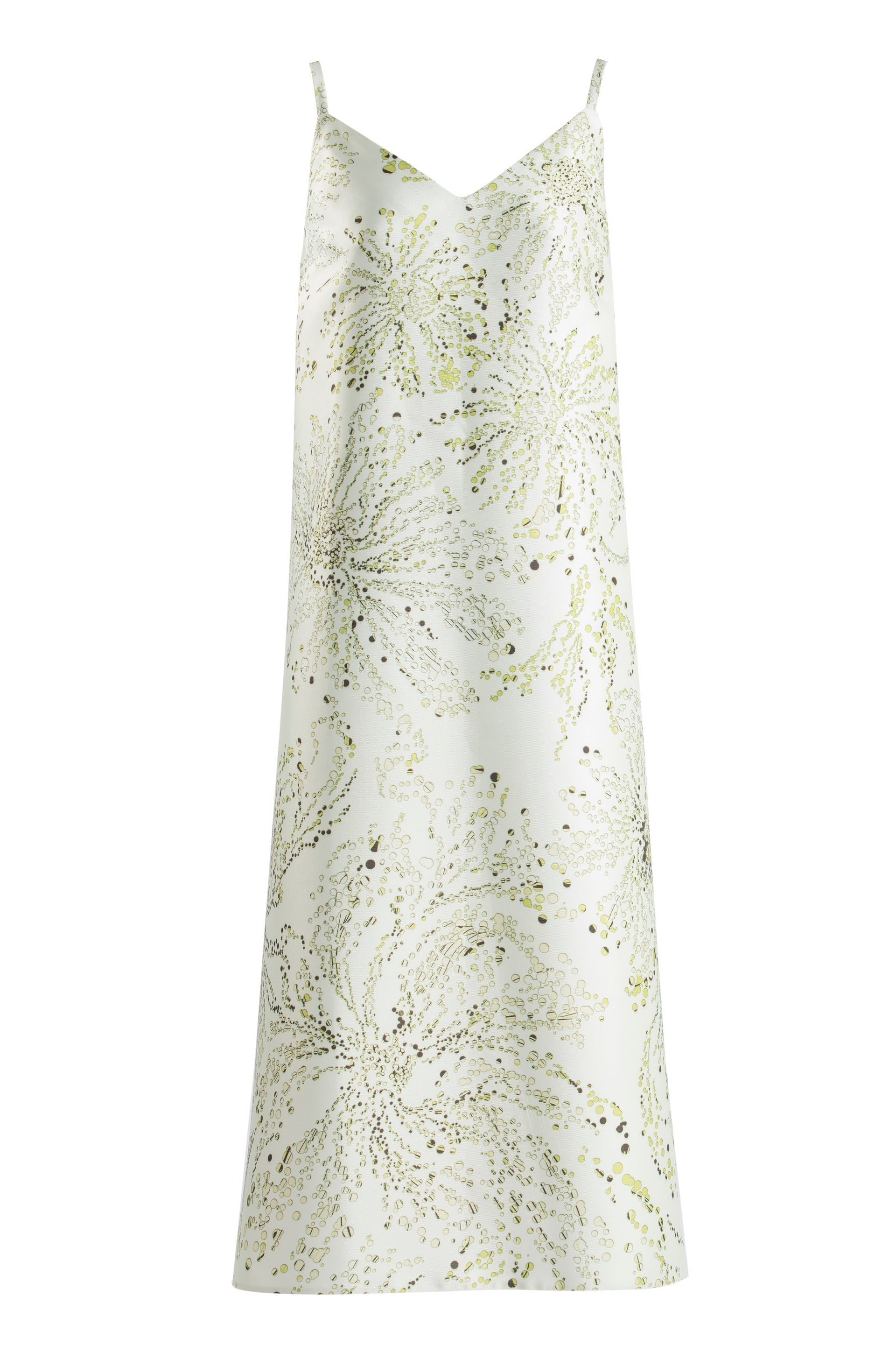 MIKADO A-LINE DRESS WITH DOTTED FLORAL PRINT
