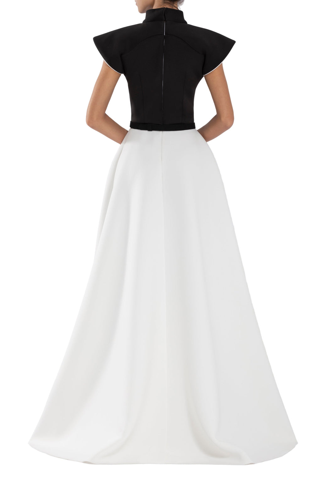 NEOPRENE DRESS WITH WIDE SHOULDERS