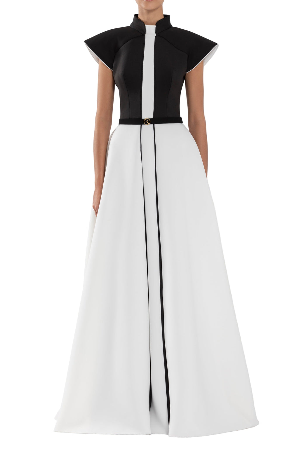 NEOPRENE DRESS WITH WIDE SHOULDERS