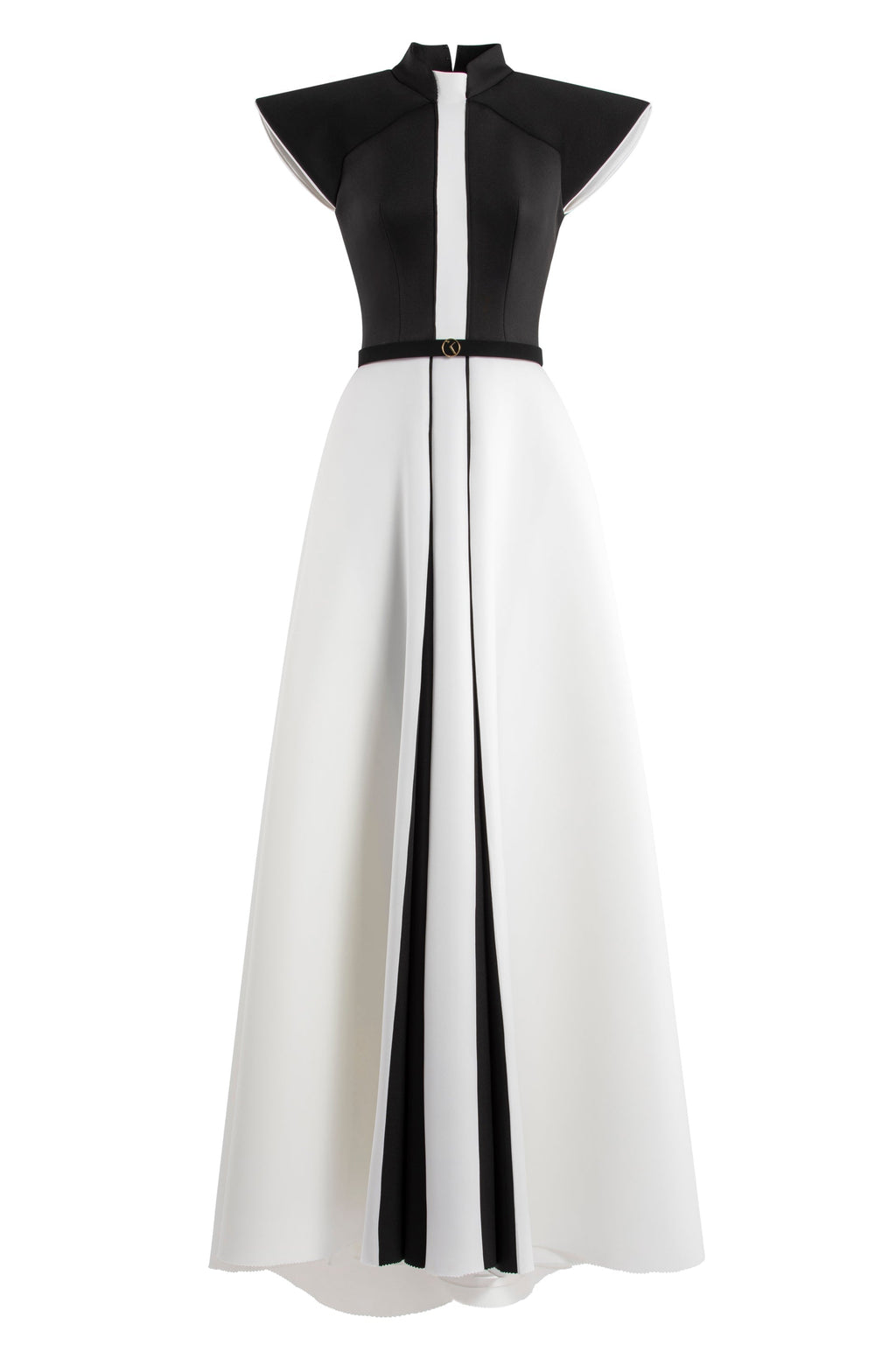 NEOPRENE DRESS WITH WIDE SHOULDERS