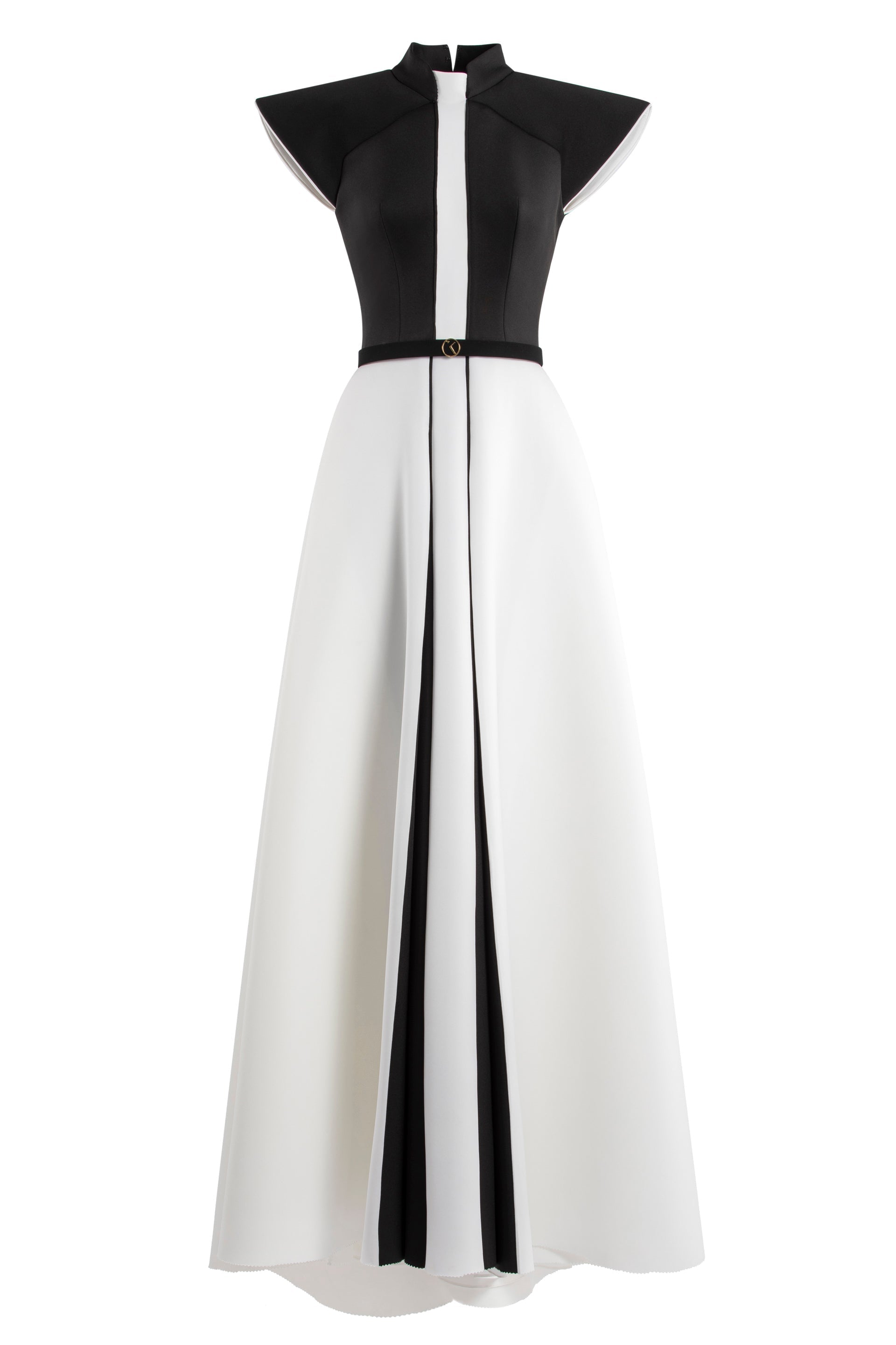 NEOPRENE DRESS WITH WIDE SHOULDERS