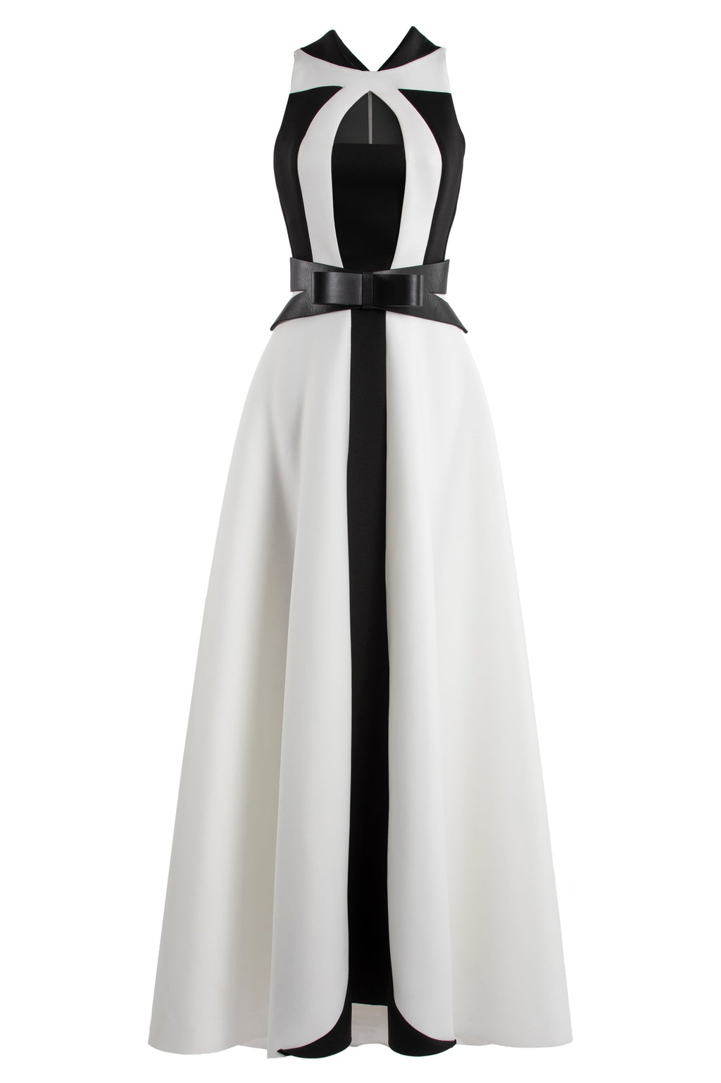 NEOPRENE DRESS WITH CONTRASTING CUTS