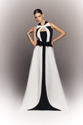 NEOPRENE DRESS WITH CONTRASTING CUTS