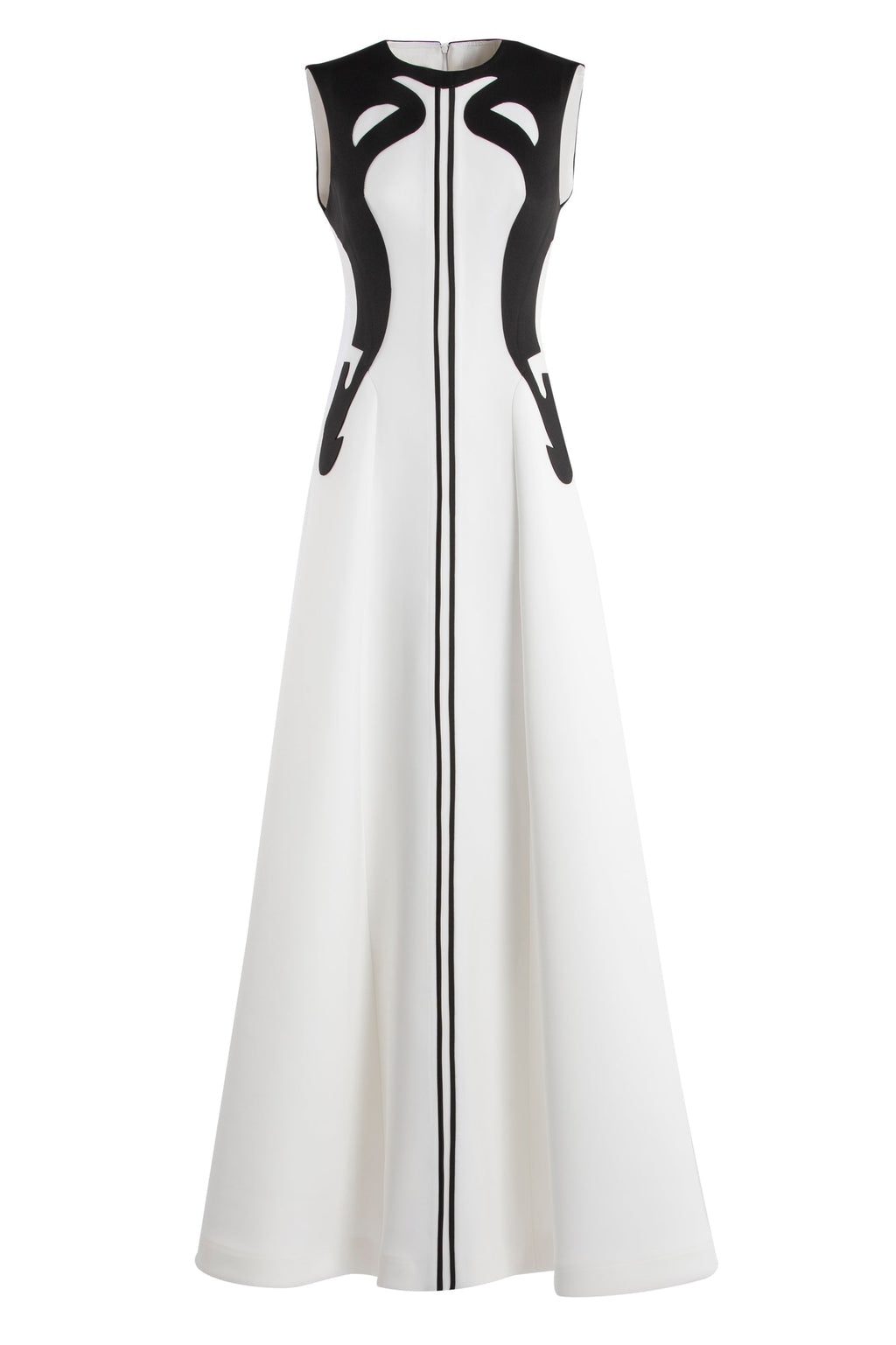 NEOPRENE DRESS WITH ABSTRACT CONTRAST CUTS