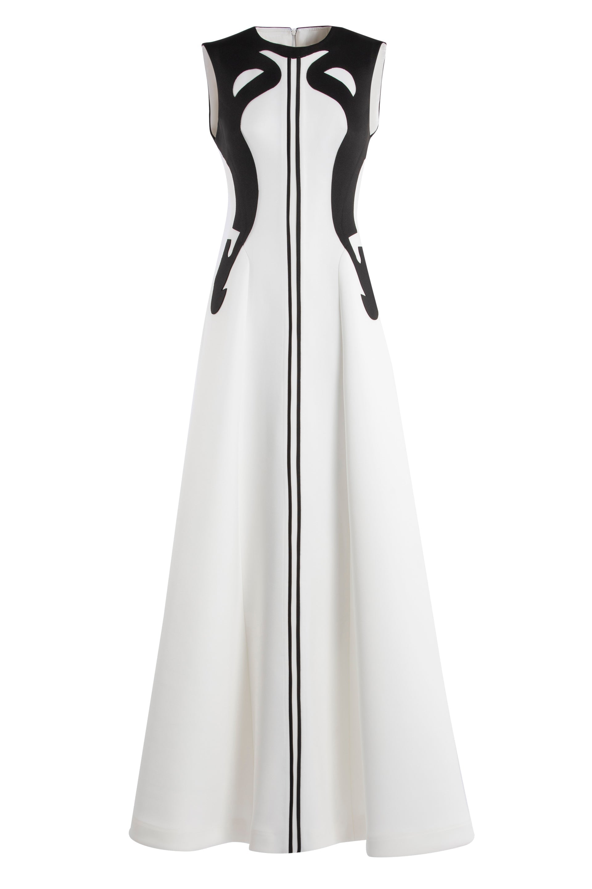 NEOPRENE DRESS WITH ABSTRACT CONTRAST CUTS