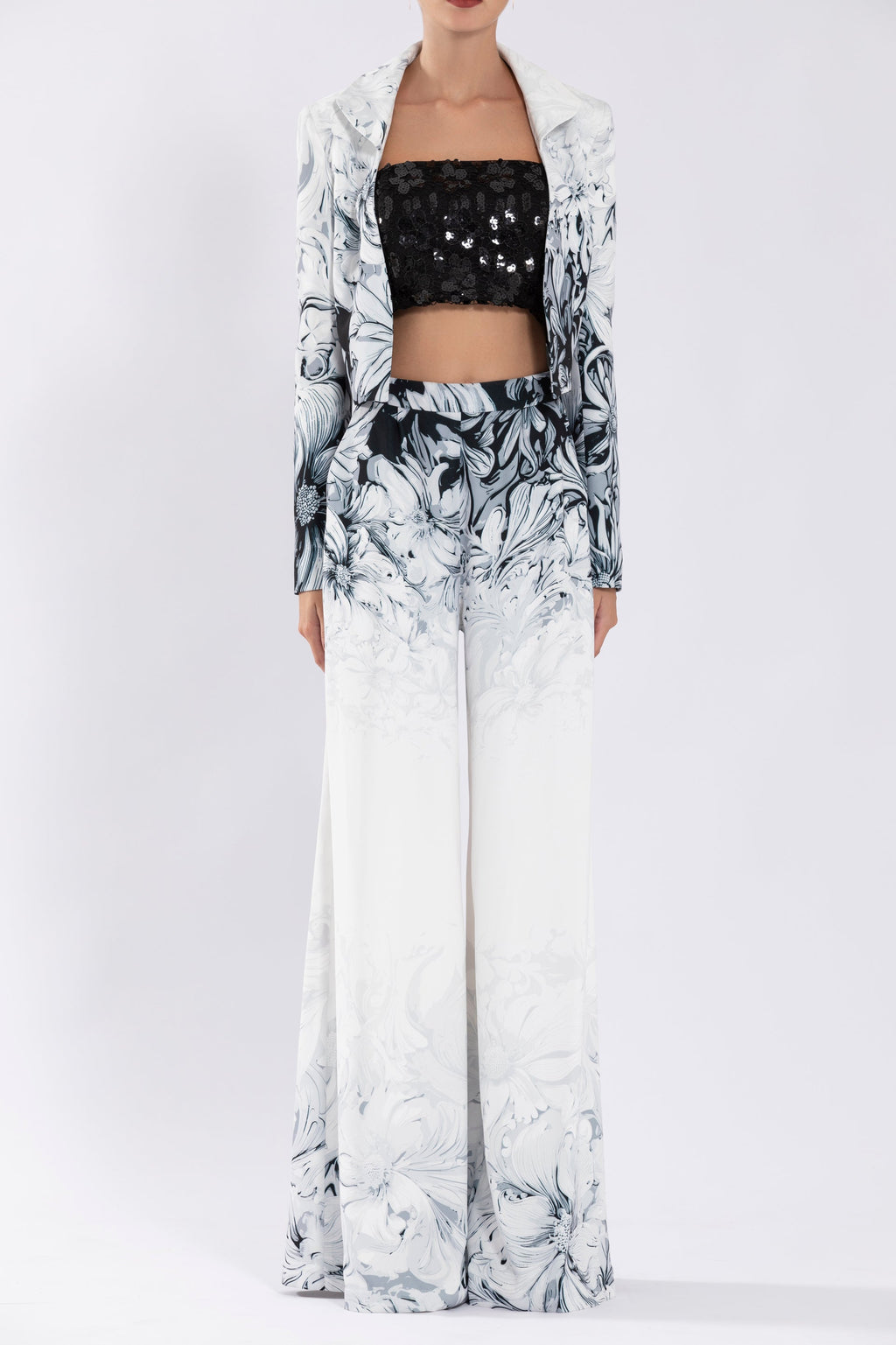 Crepe printed, flared pants