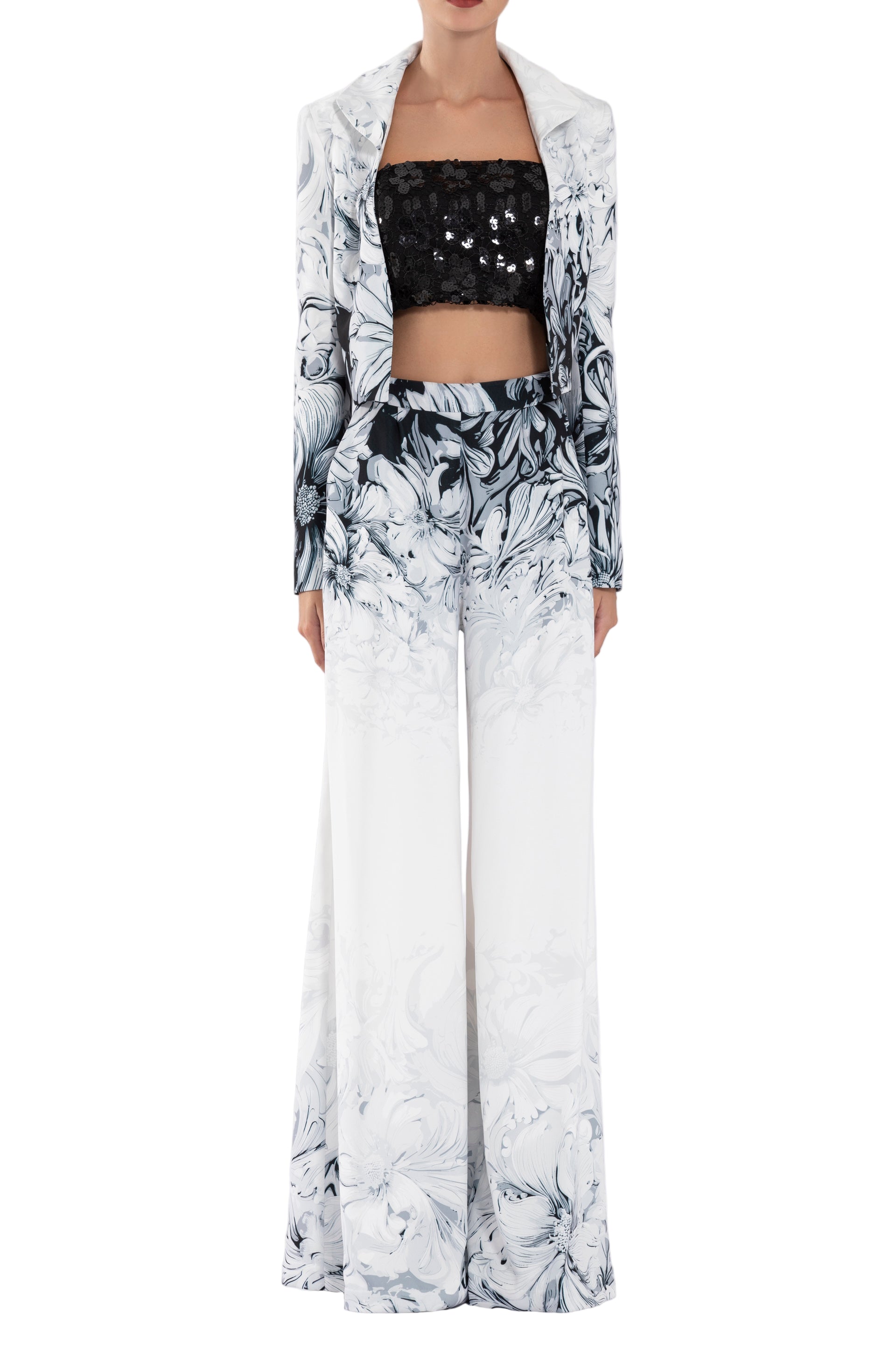 CREPE PRINTED CROPPED JACKET
