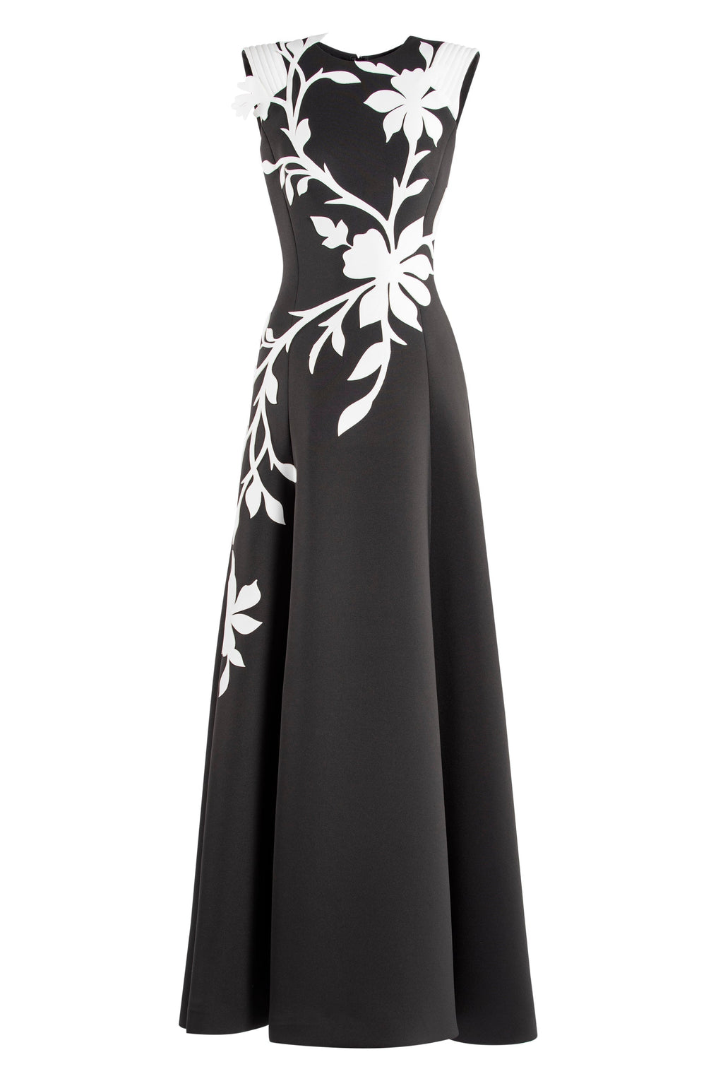 NEOPRENE DRESS WITH FLORAL  EMBROIDERY
