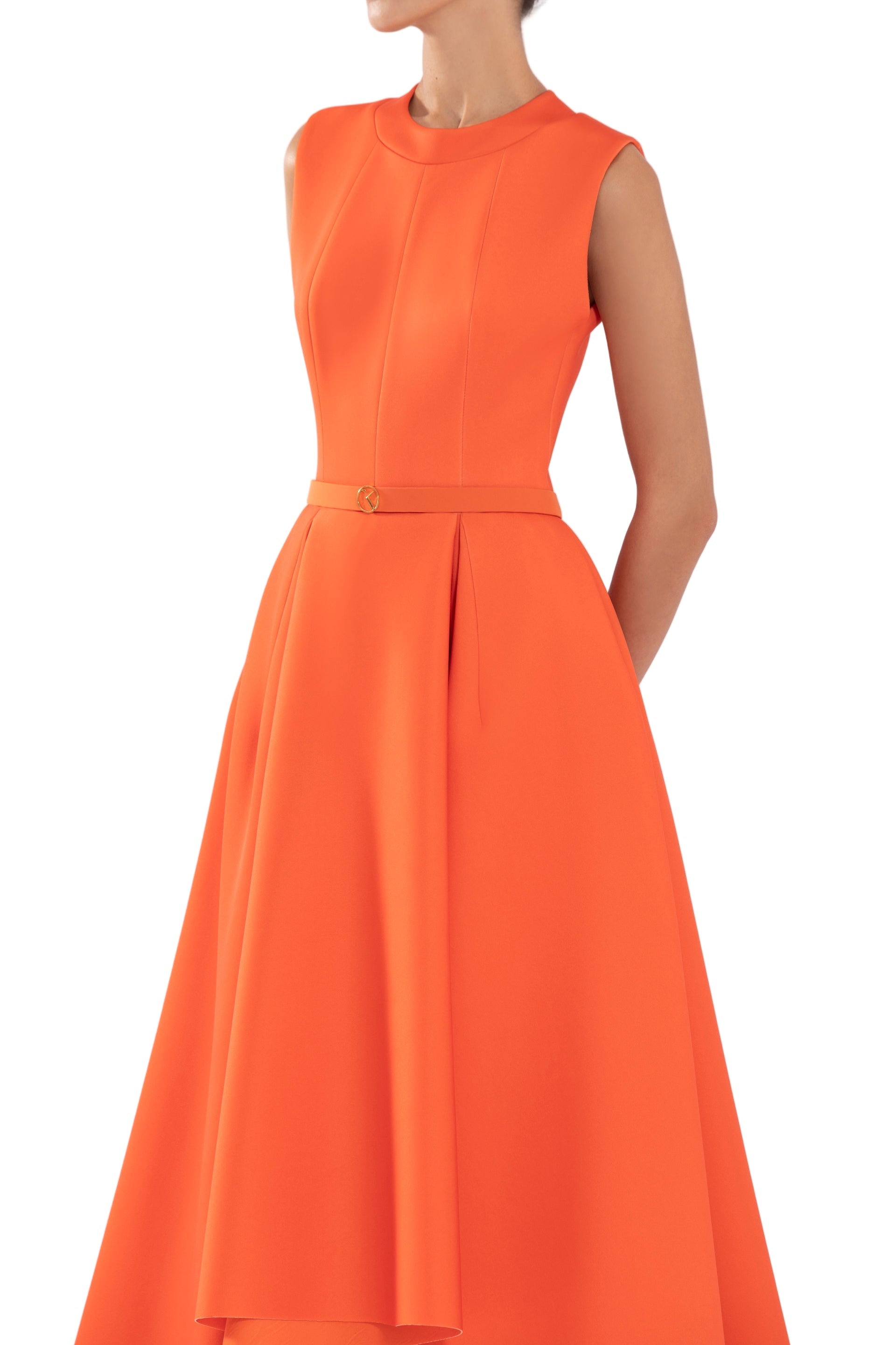 NEOPRENE DRESS WITH HIGH-LOW SKIRT