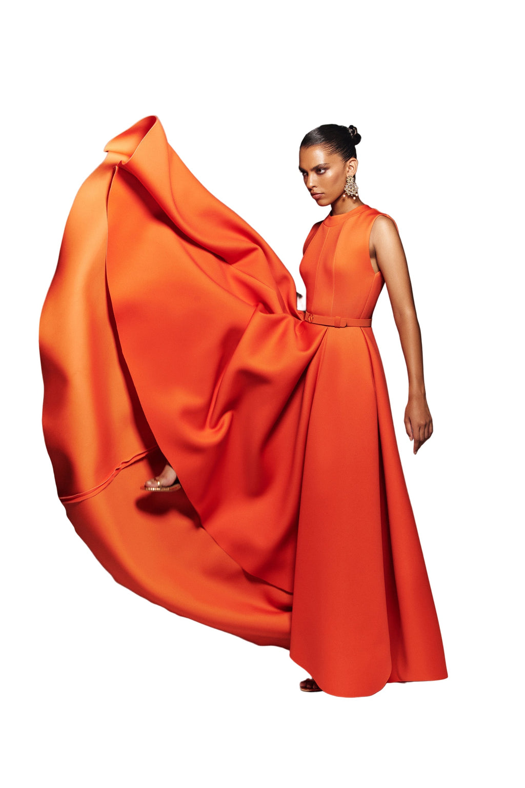 NEOPRENE DRESS WITH HIGH-LOW SKIRT