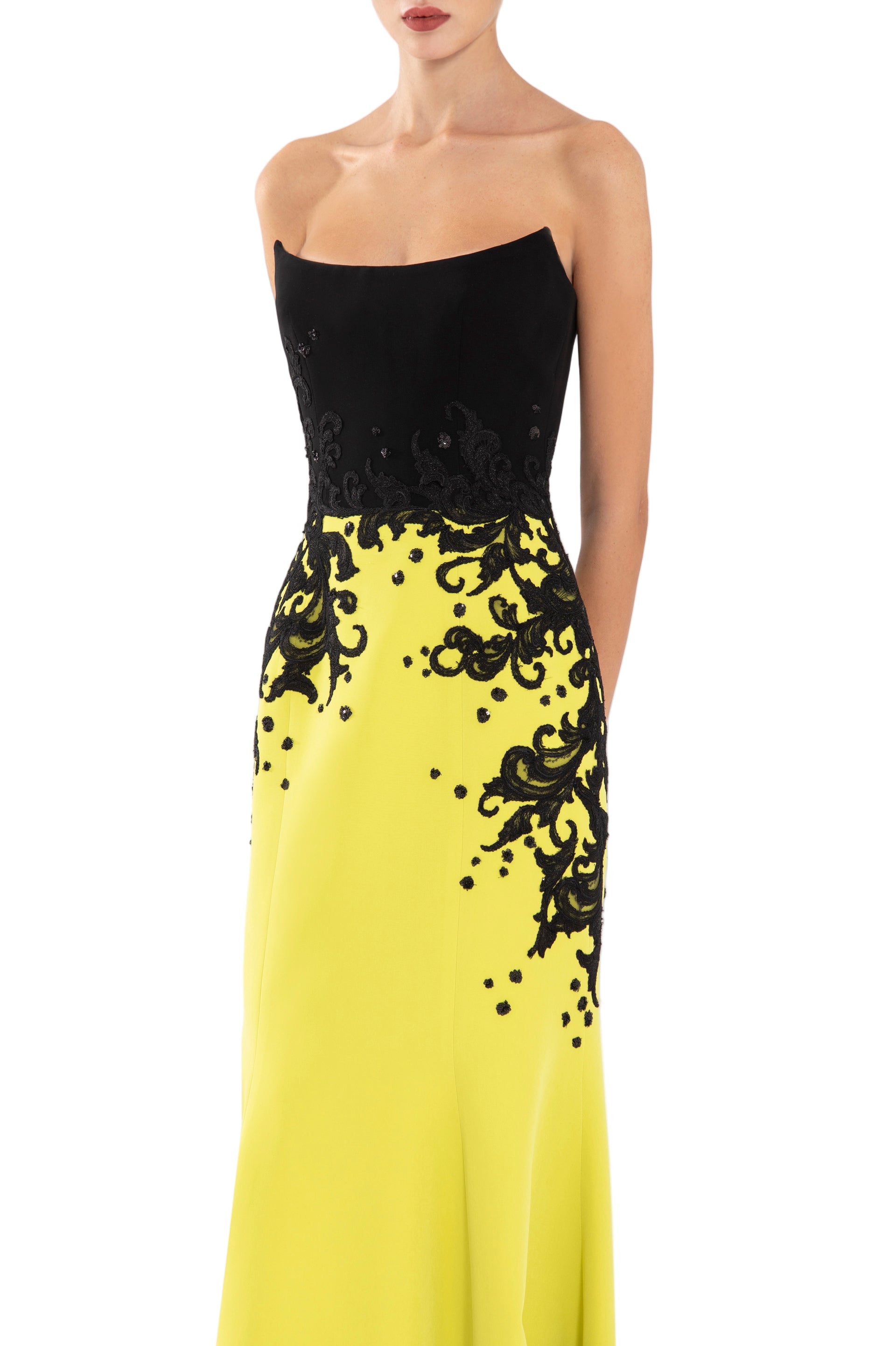 CREPE MERMAID DRESS WITH EMBROIDERY