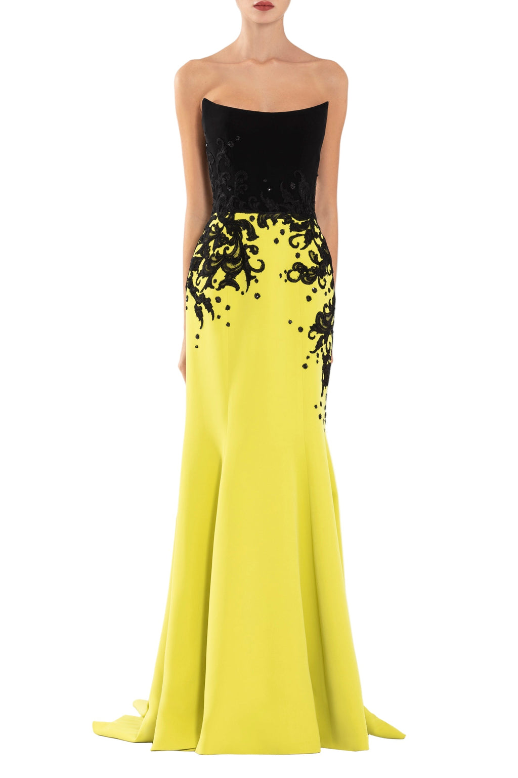 CREPE MERMAID DRESS WITH EMBROIDERY