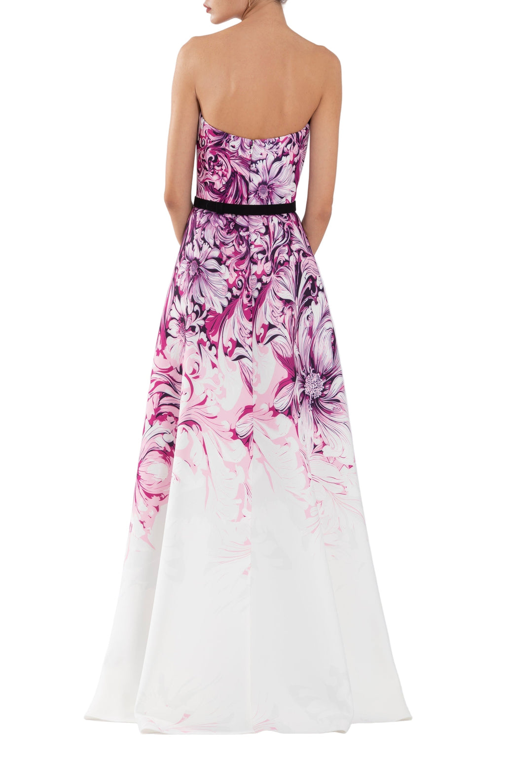 NEOPRENE STRAPLESS PRINTED DRESS