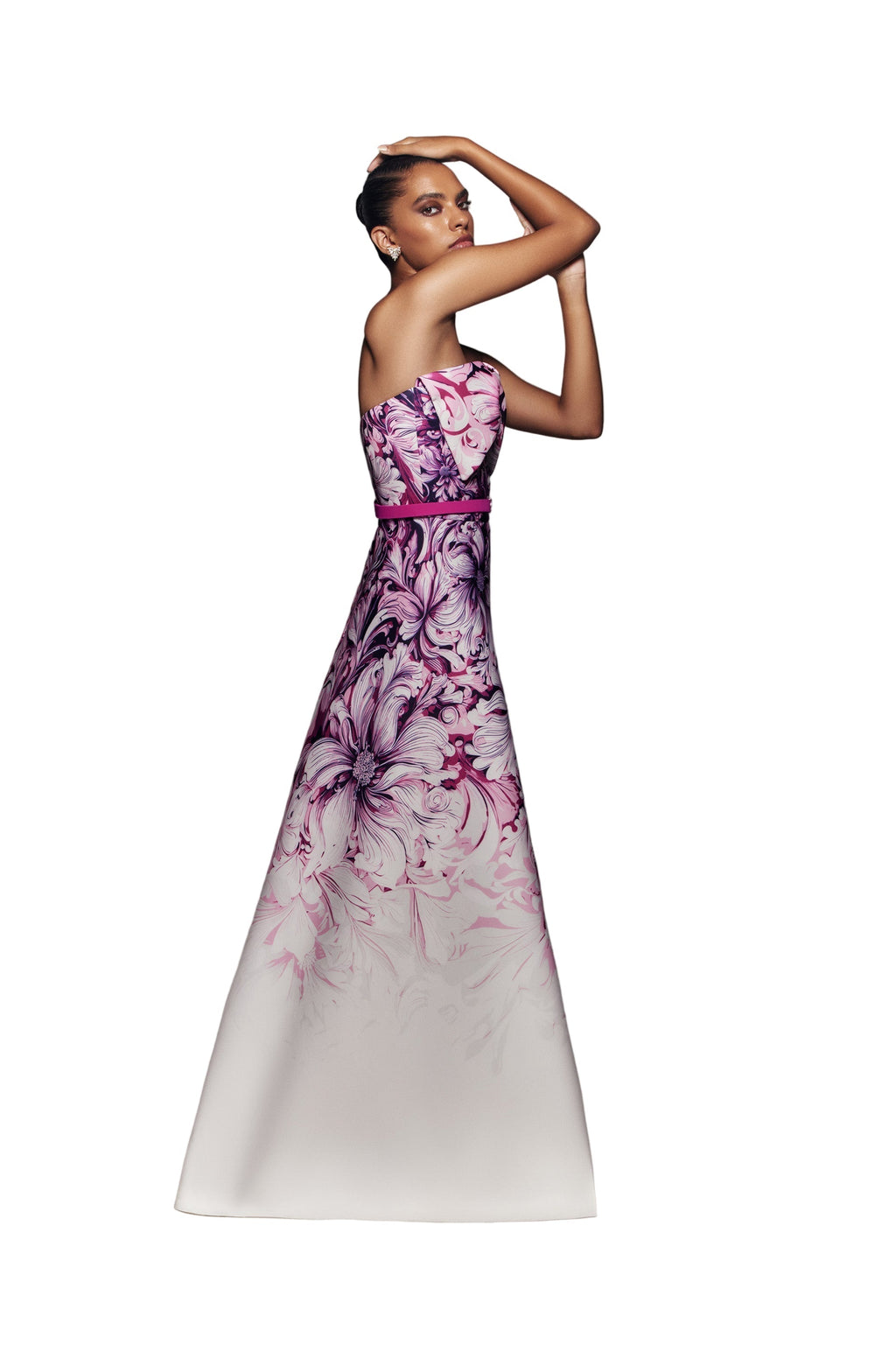 NEOPRENE STRAPLESS PRINTED DRESS