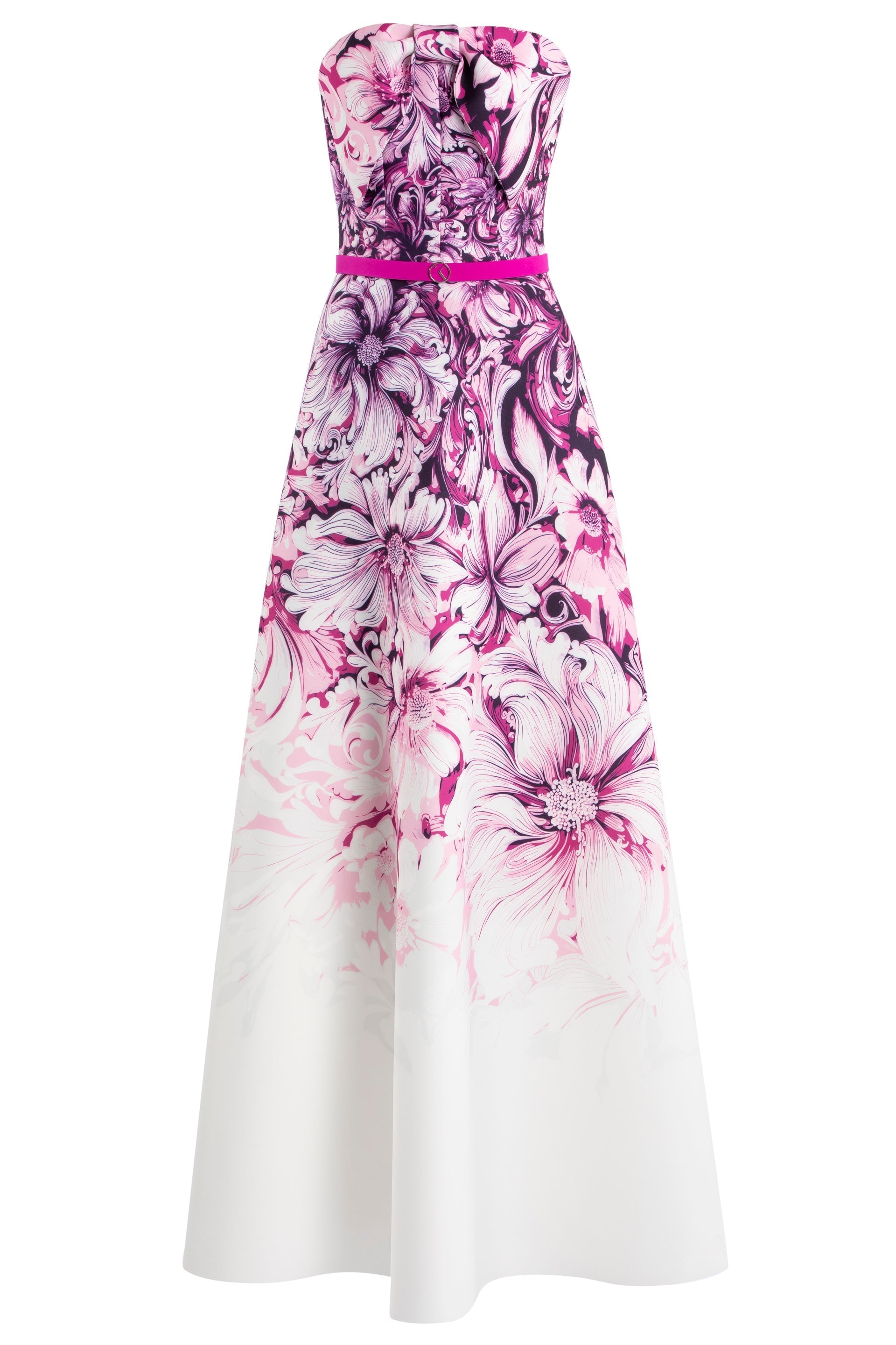 NEOPRENE STRAPLESS PRINTED DRESS
