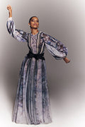 TULL PRINTED DRESS WITH BELL SLEEVES