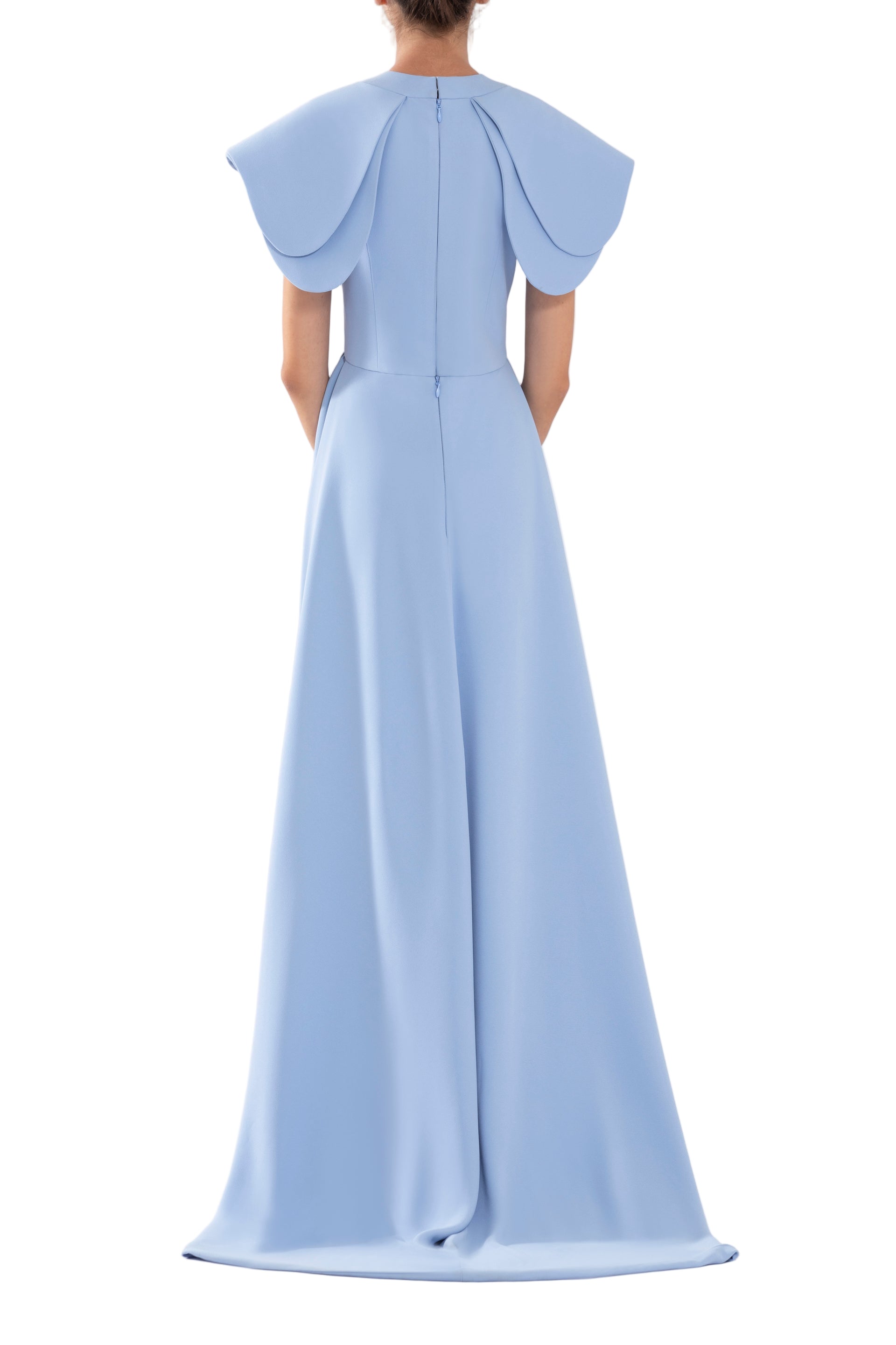 CREPE JUMPSUIT WITH BACK OVERSKIRT