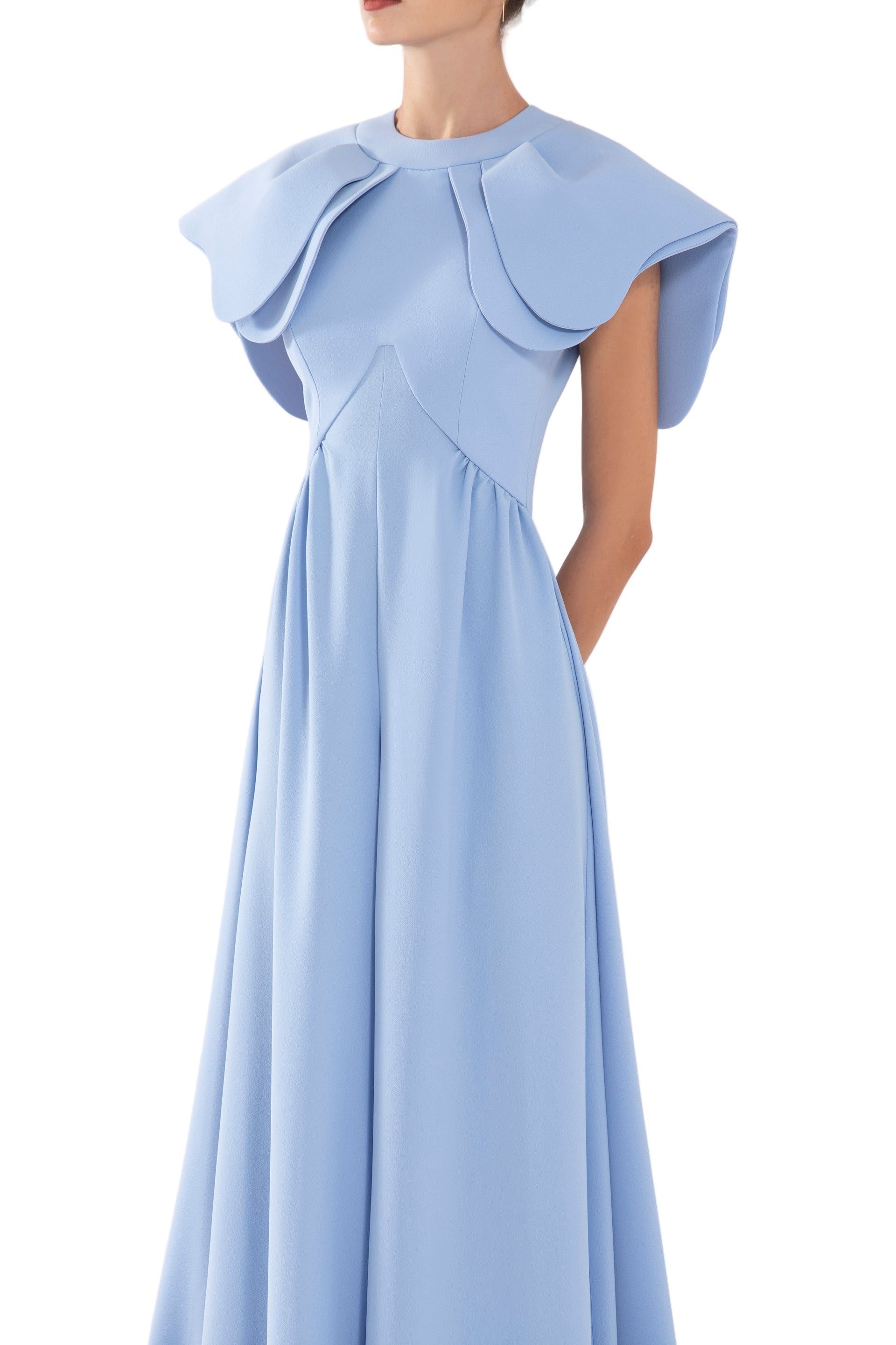 CREPE JUMPSUIT WITH BACK OVERSKIRT